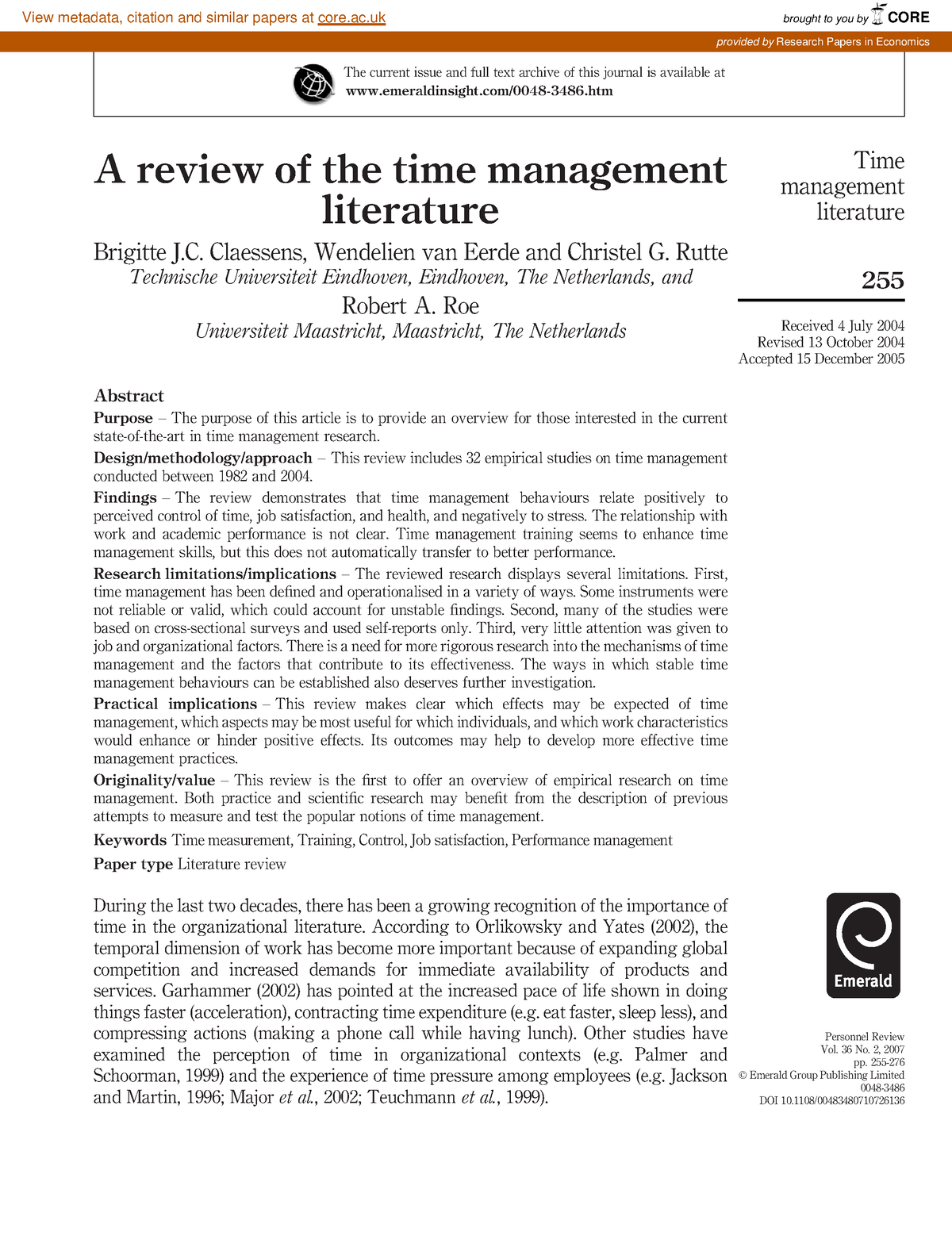 case study about time management