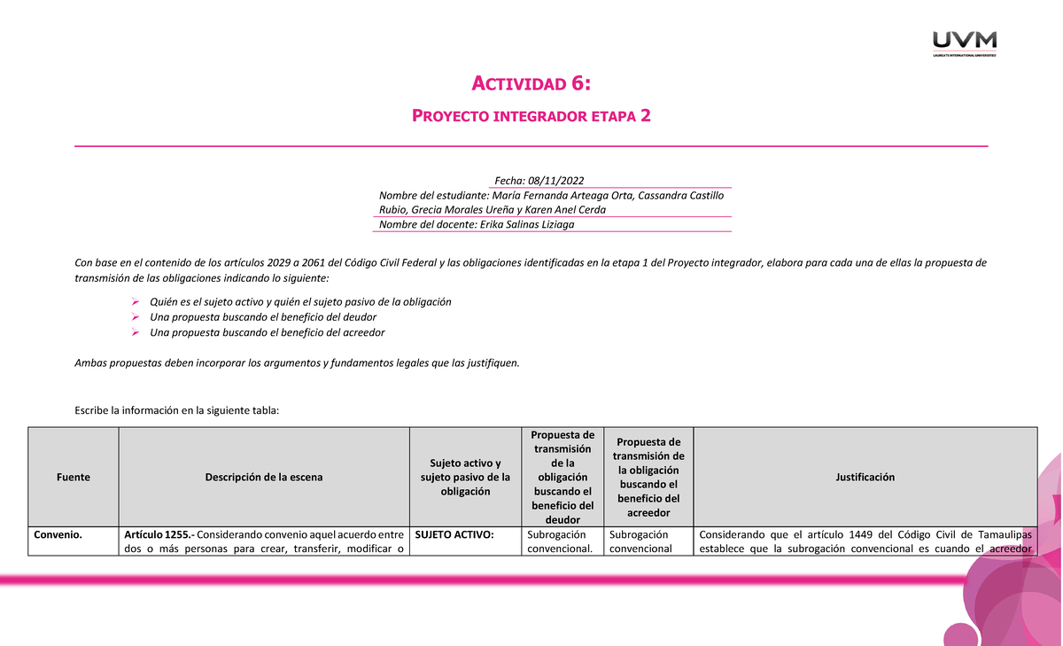 A6 GMU actividad 6 blackboard teoría de las obligaciones