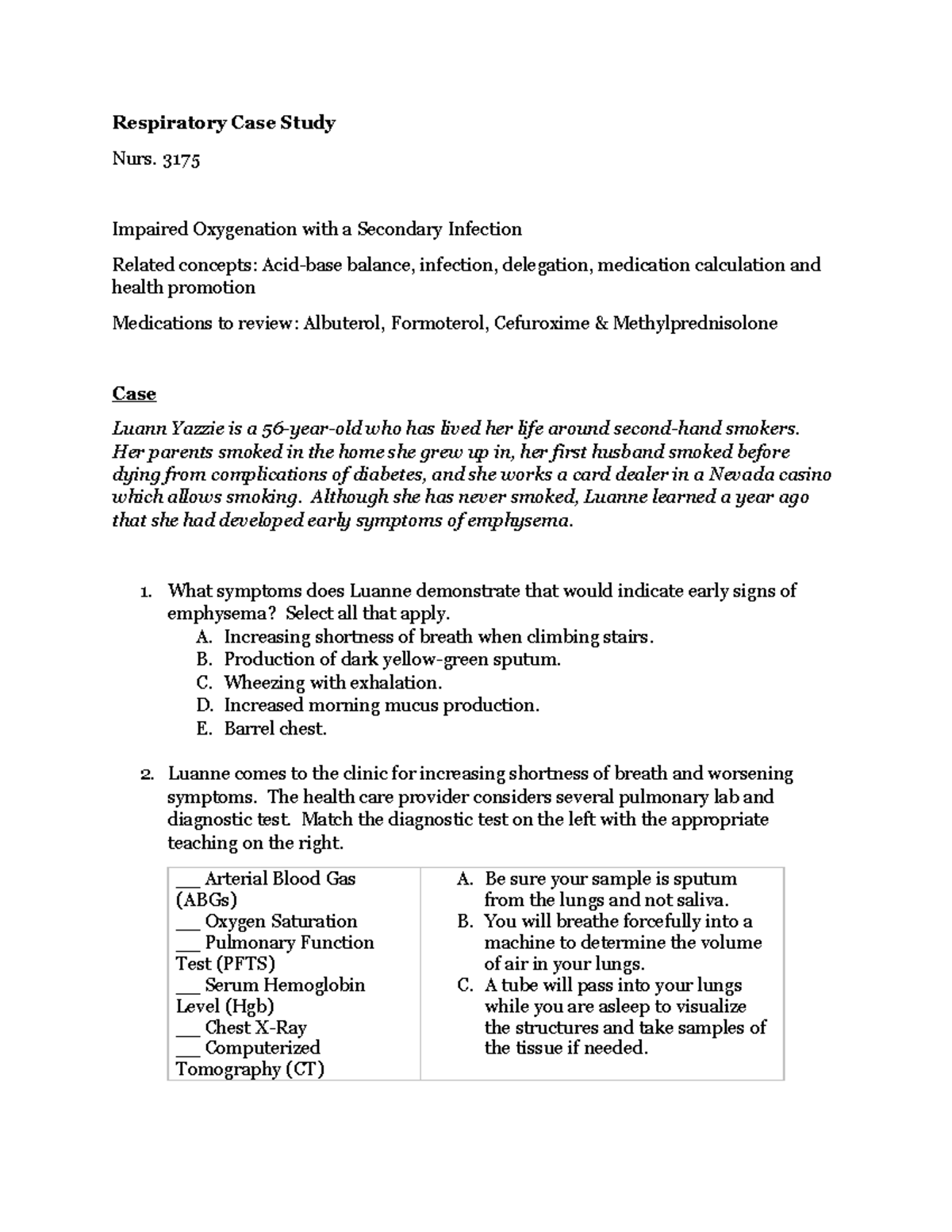 case study respiratory assessment