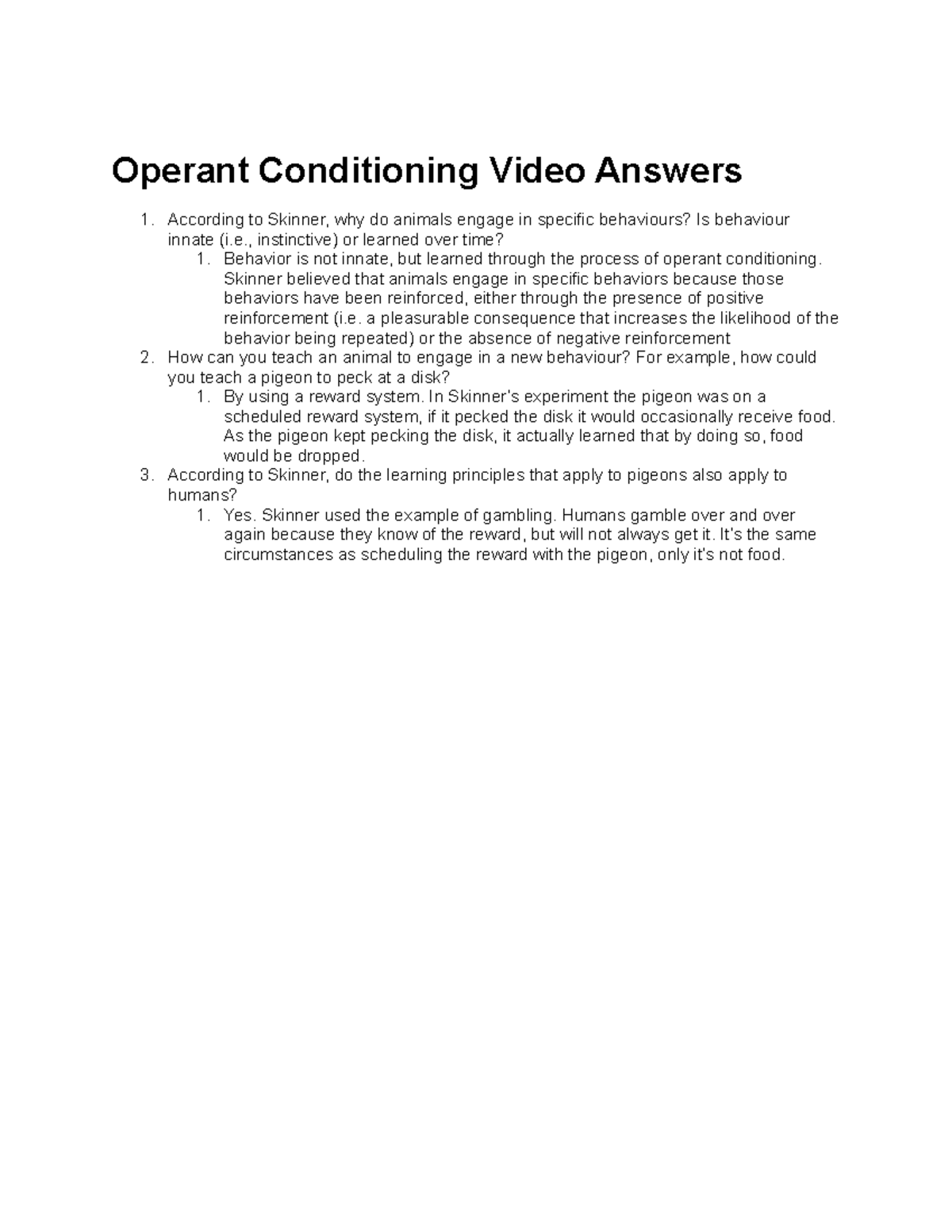 Operant Conditioning Video Answers - Operant Conditioning Video Answers ...