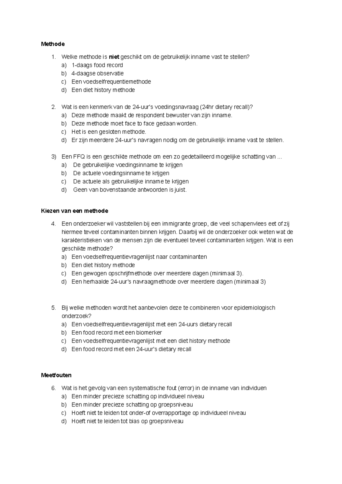 Oefententamen 2022-2023 - Methode Welke Methode Is Niet Geschikt Om De ...