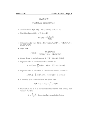 Mat2377 - chapter 6 - Hypothesis Testing - MAT 2377 Probability and ...