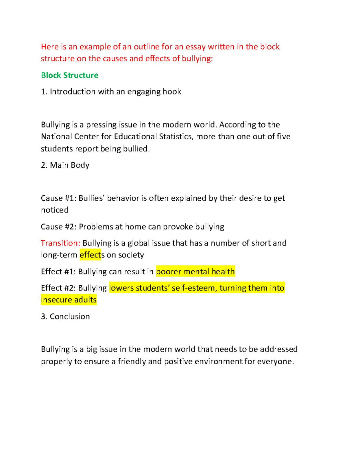 Cause And Effect Of Bullying Essay