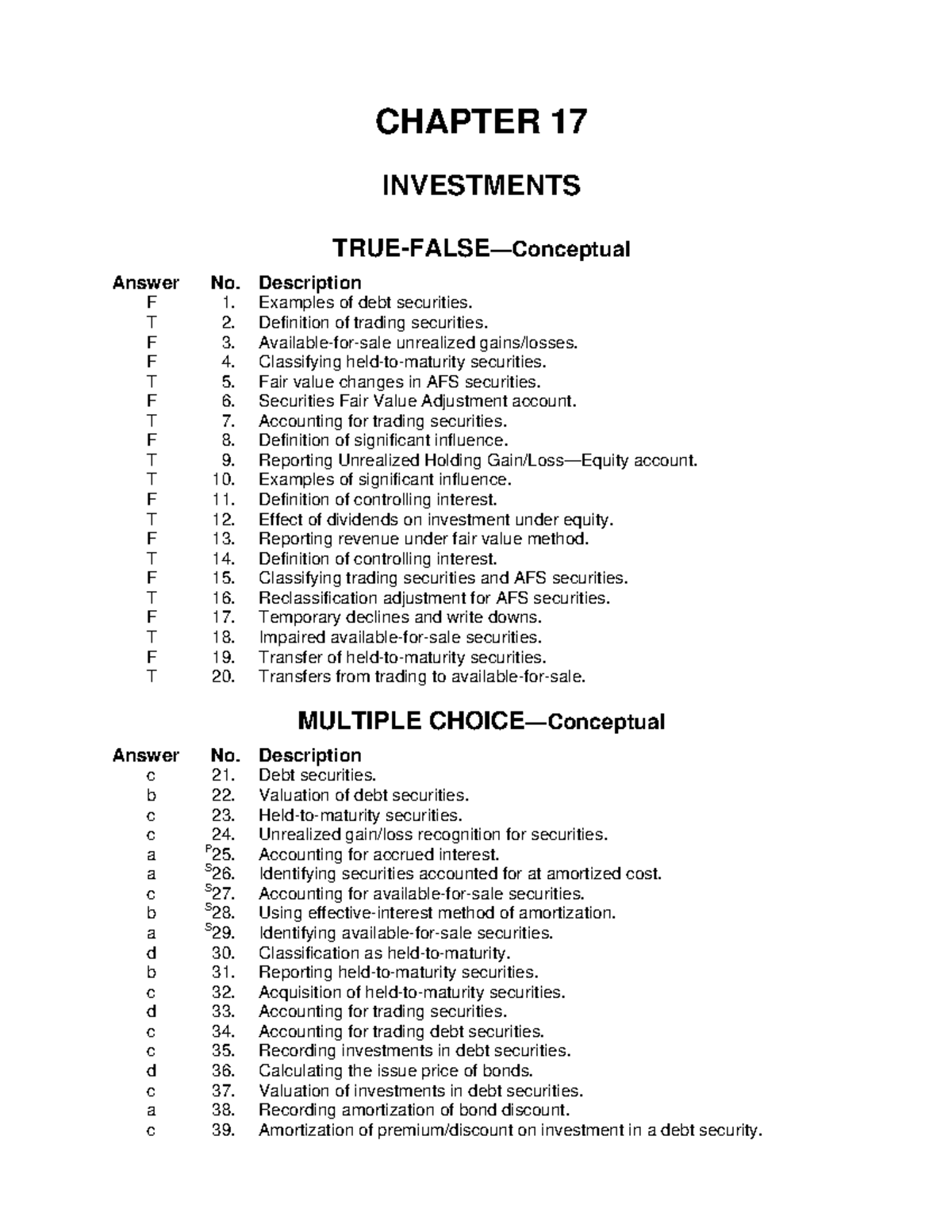 K12ETBChapter 17 - Test Bank - CHAPTER 17 INVESTMENTS TRUE-FALSE ...