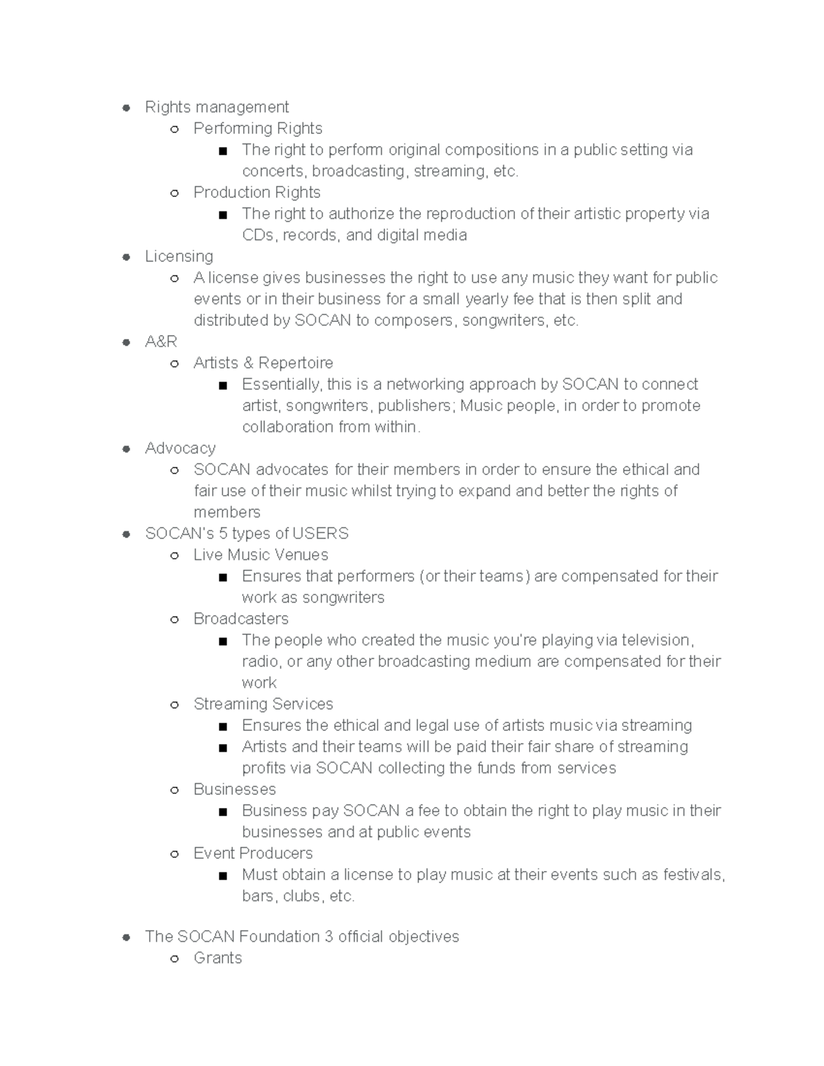 Music Business Assignment 2 - Rights management Performing Rights The ...