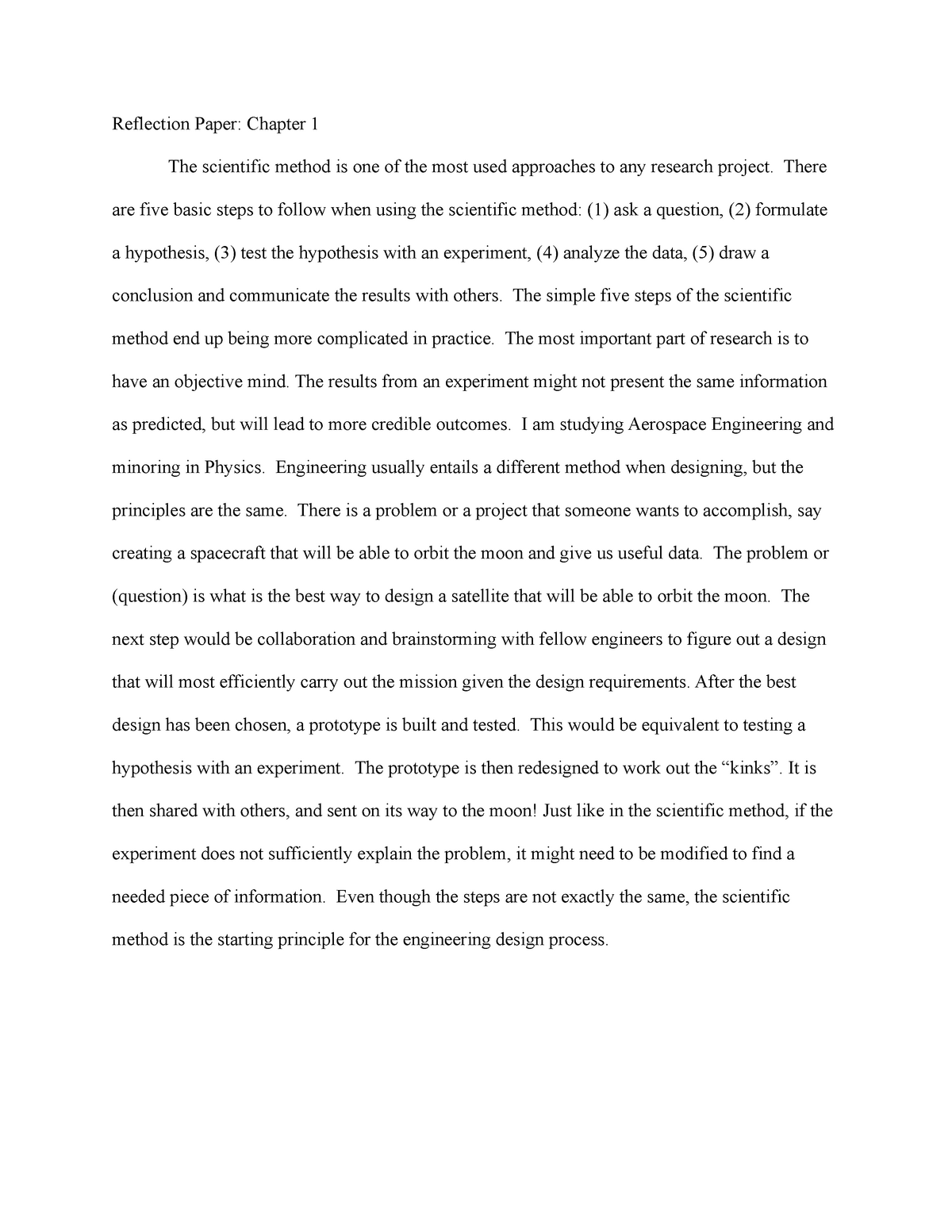 reflection paper about chapter 1 research brainly