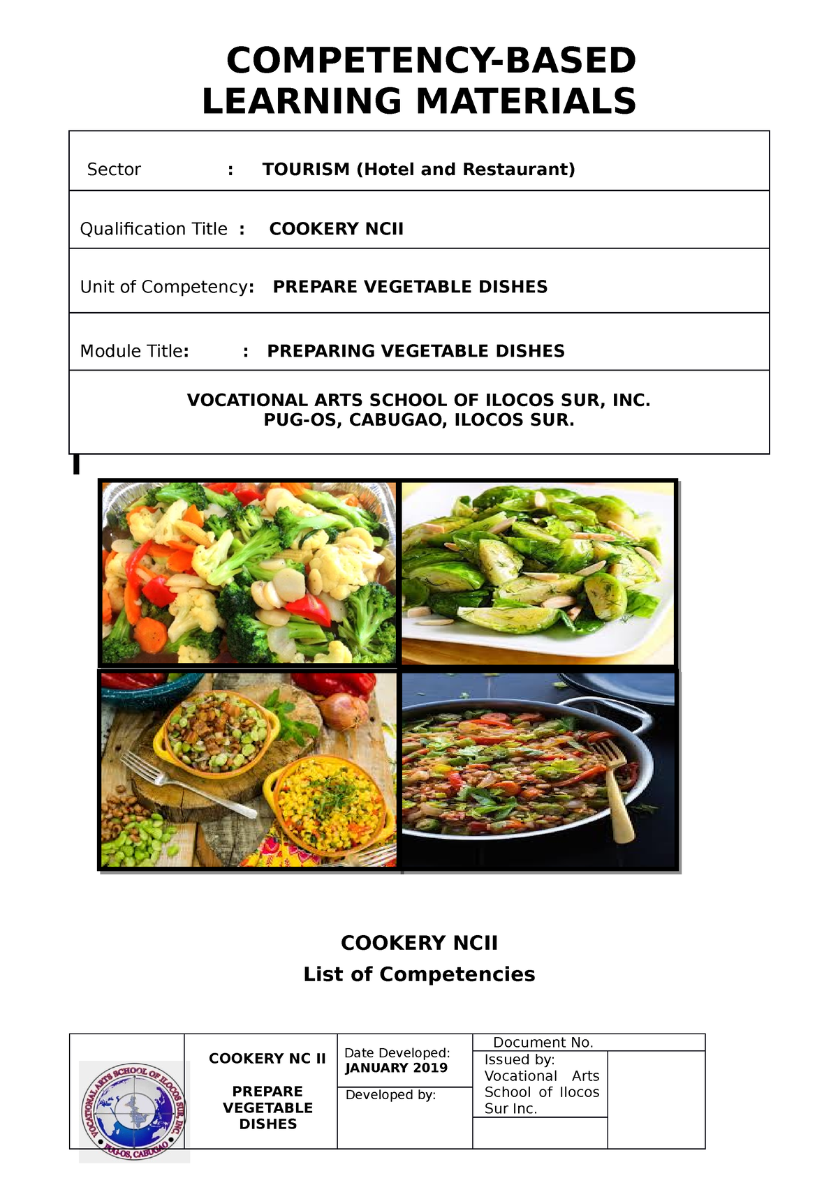 Vegetable Dishes Cblm - Thank You - Competency-based Learning Materials 