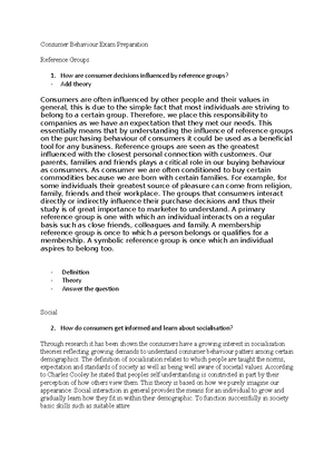 Consumer Behaviour Final Exam - Consumer Behaviour – Final Exam ...