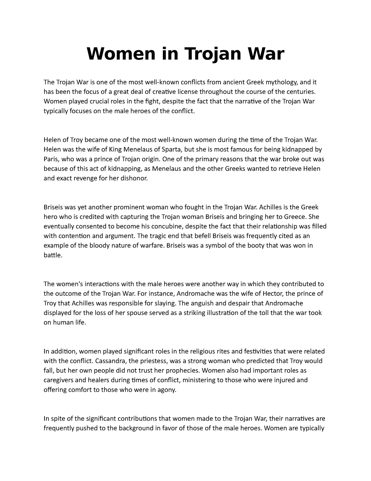 essay about trojan war