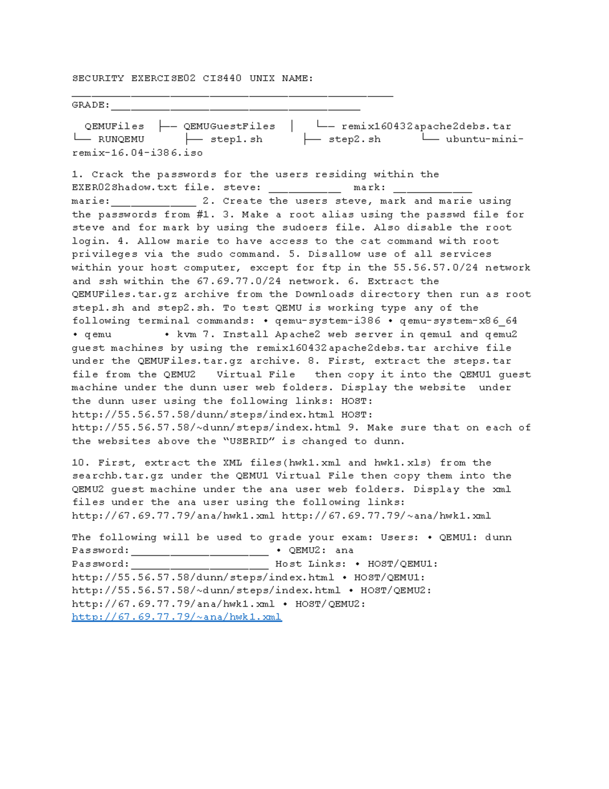 Network Security Exercise 02 - SECURITY EXERCISE02 CIS440 UNIX NAME ...