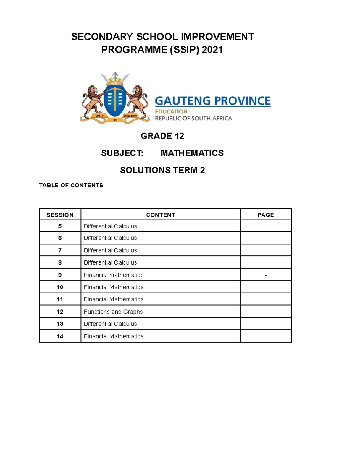 SSIP 2021 Session 5 - 14 (TERM 2) Solutions - SECONDARY SCHOOL ...