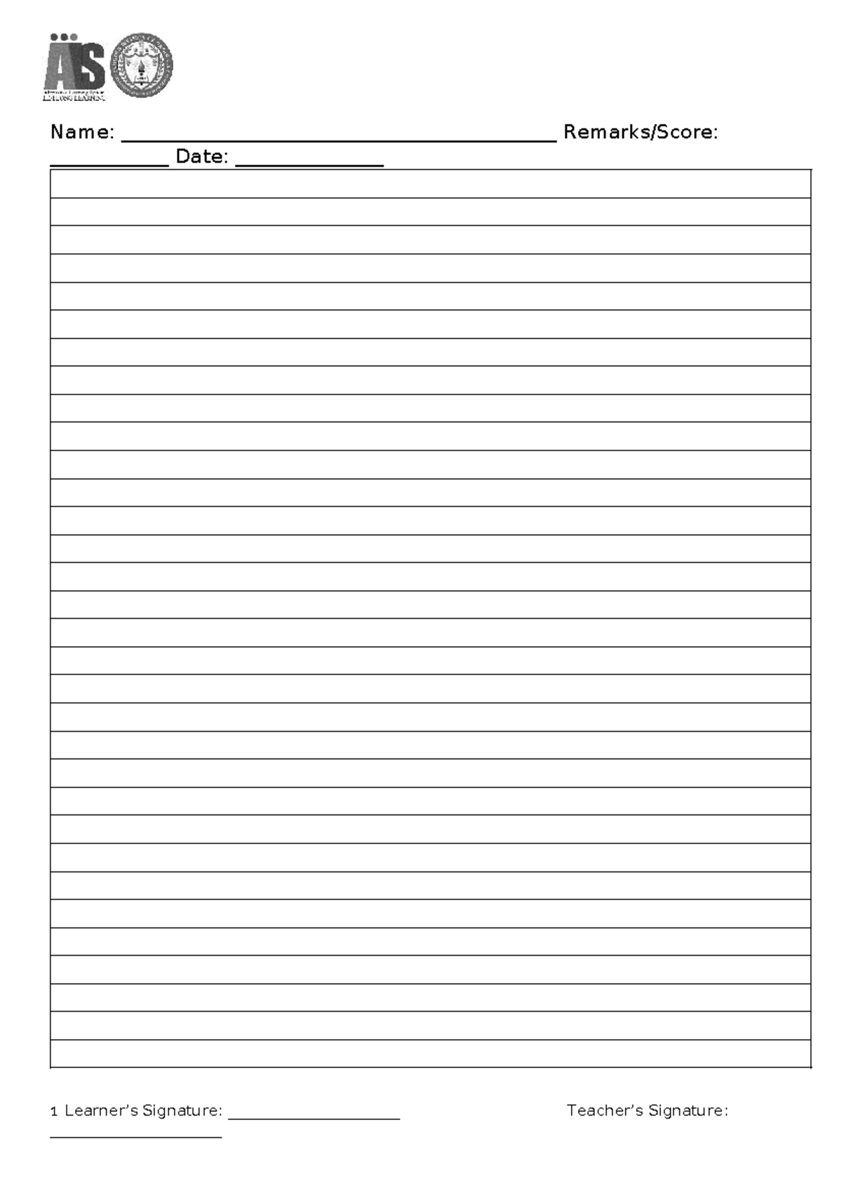 Papel - N/A - Enrollment form (als form 2) - OF AS Alternative Learning ...