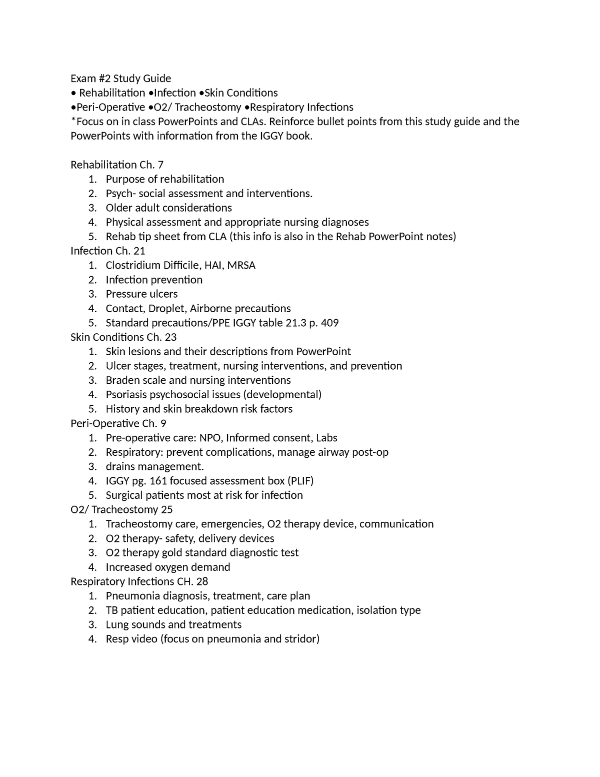 Exam 2 Med Surg - Med Surg Study Guide - Exam #2 Study Guide ...