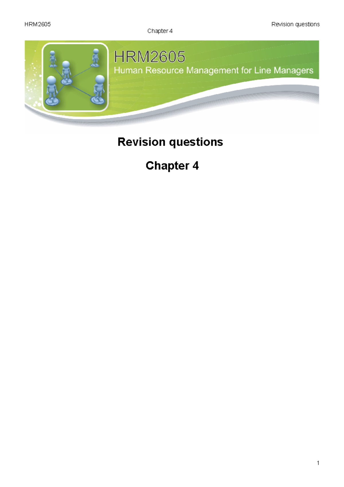 HRM2605 Revision questions Chapter 4 - HRM2605 Revision questions ...