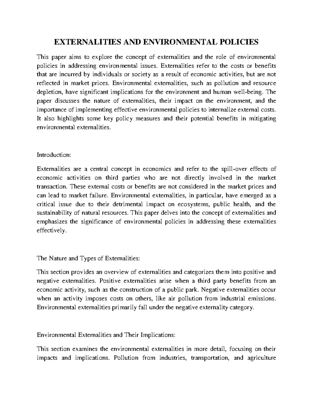 Externalities AND Environmental Policies ECON101 UCSC Studocu