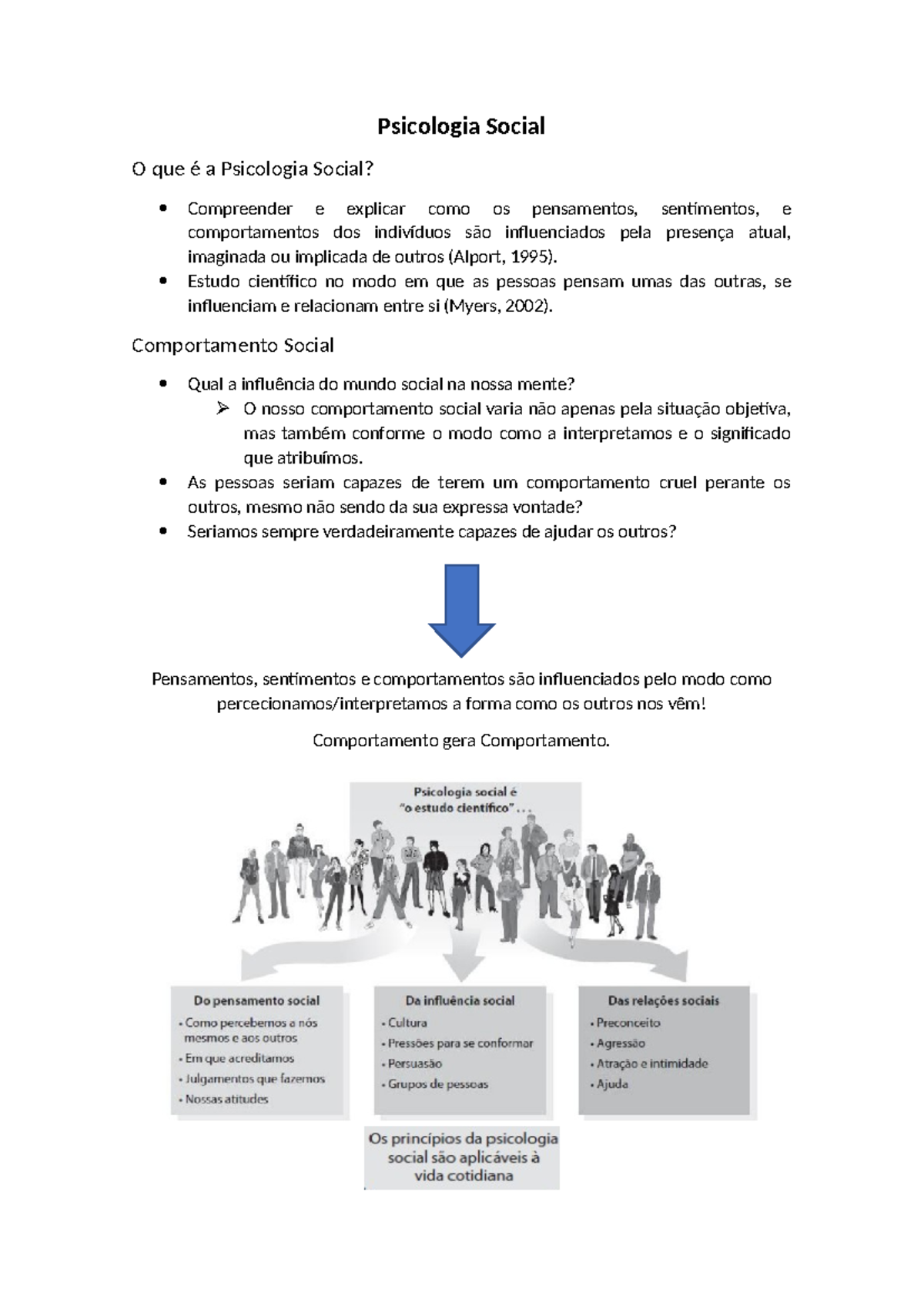 Psicologia Social Resumo - Psicologia Social O que é a Psicologia ...