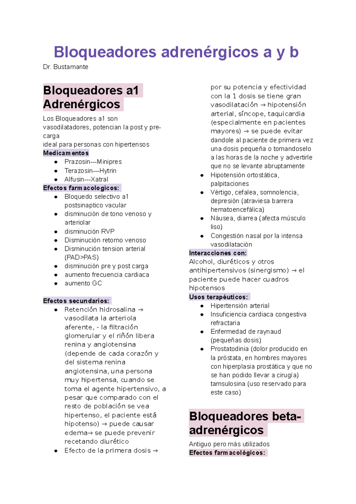 23. Bloqueadores Adrenergicos - Bloqueadores Adrenérgicos A Y B Dr ...