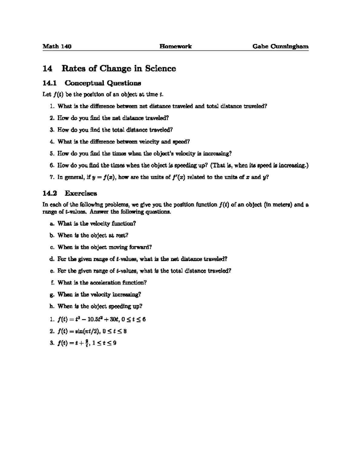 Calc 1 HW Week 7 - Gabe Cunningham - Math 140 Homework Gabe Cunningham ...