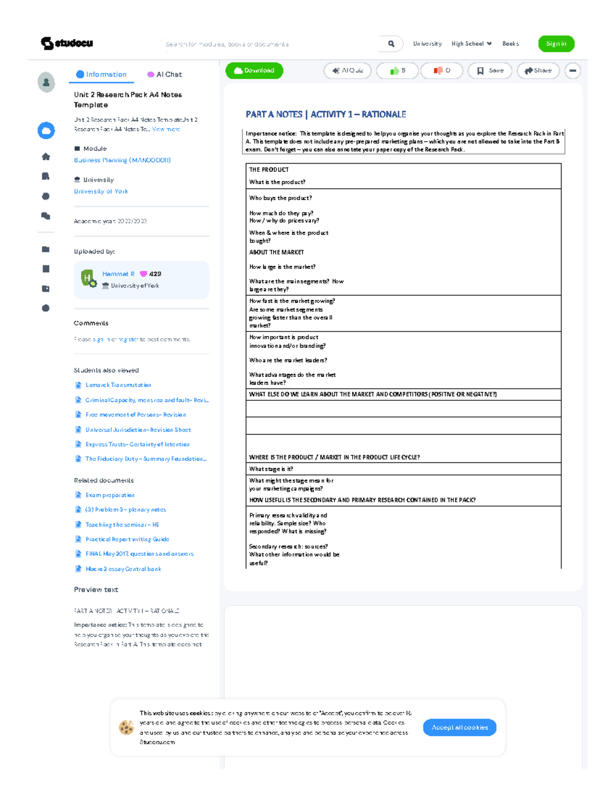 Www studocu com en gb document university of york business planning