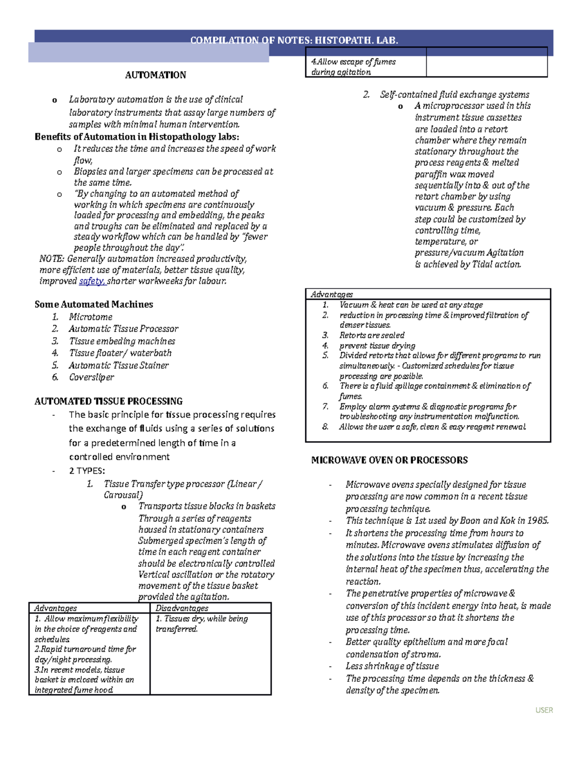 Histopath LAB Notes- Lesson 14- Automation - AUTOMATION o Laboratory ...