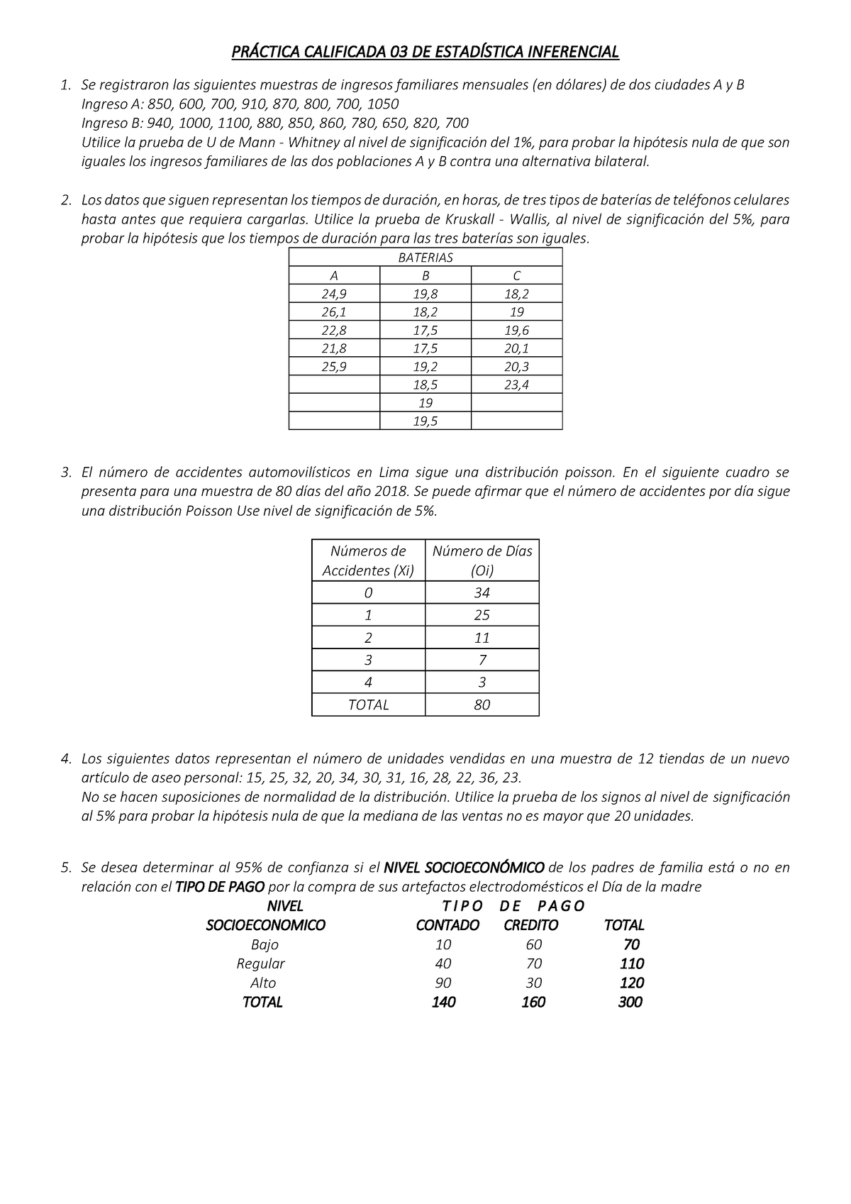 Práctica Calificada 03 DE Estadística Inferencial - PRÁCTICA CALIFICADA ...