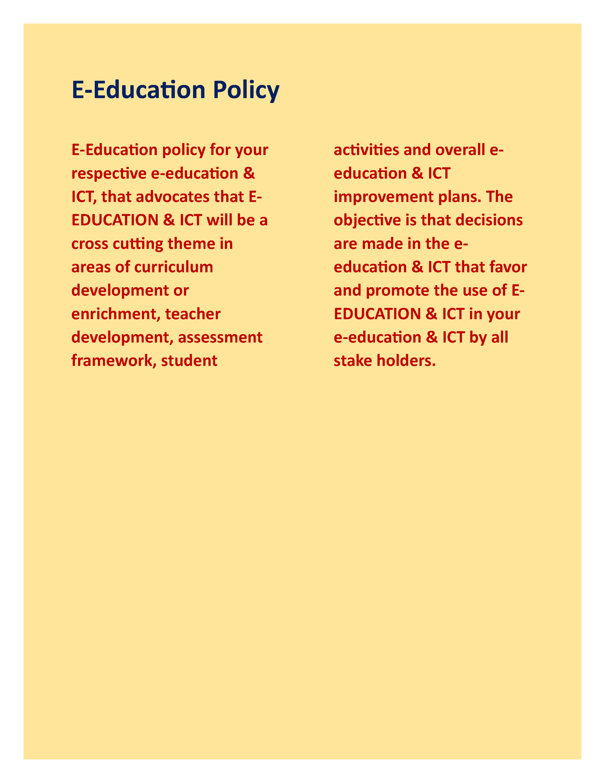 project topics on educational policies