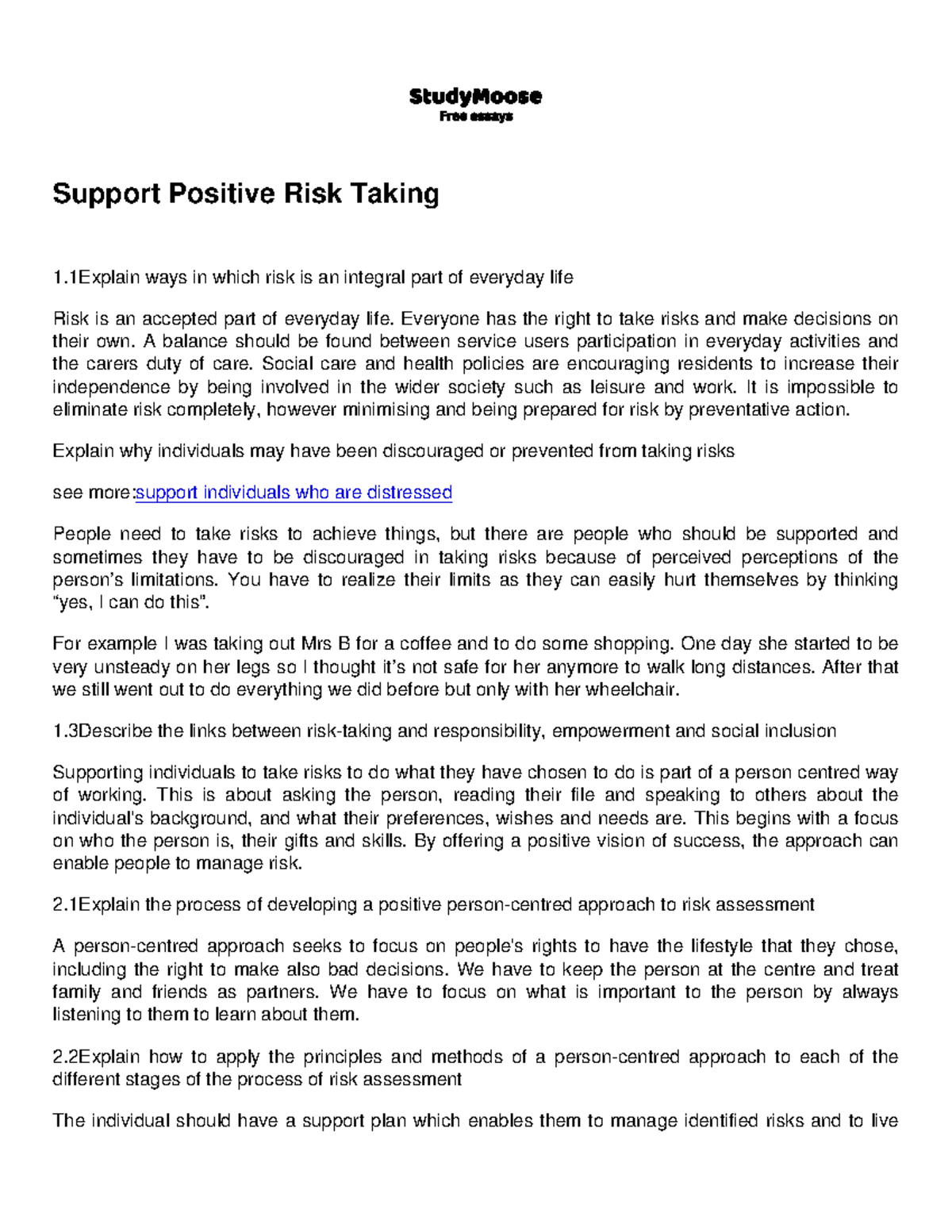 Support Positive Risk Taking - Everyone has the right to take risks and ...