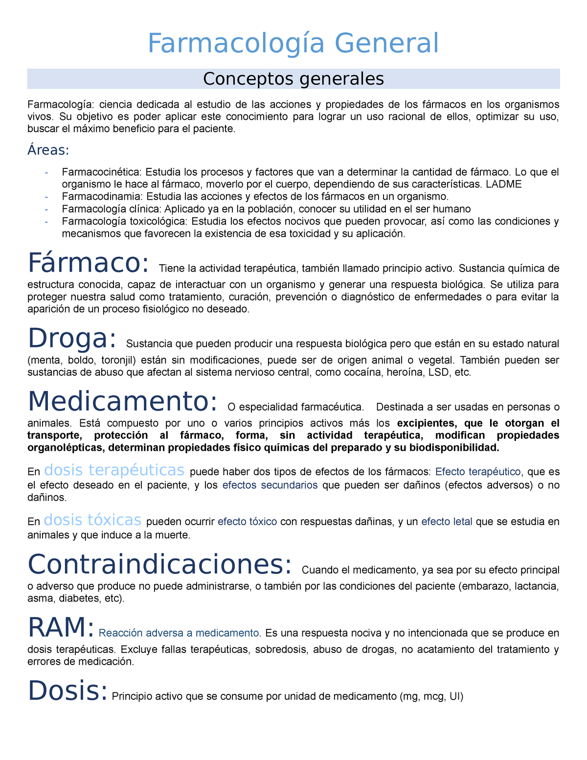 Farmacología General S1 - Farmacología General Conceptos generales ...