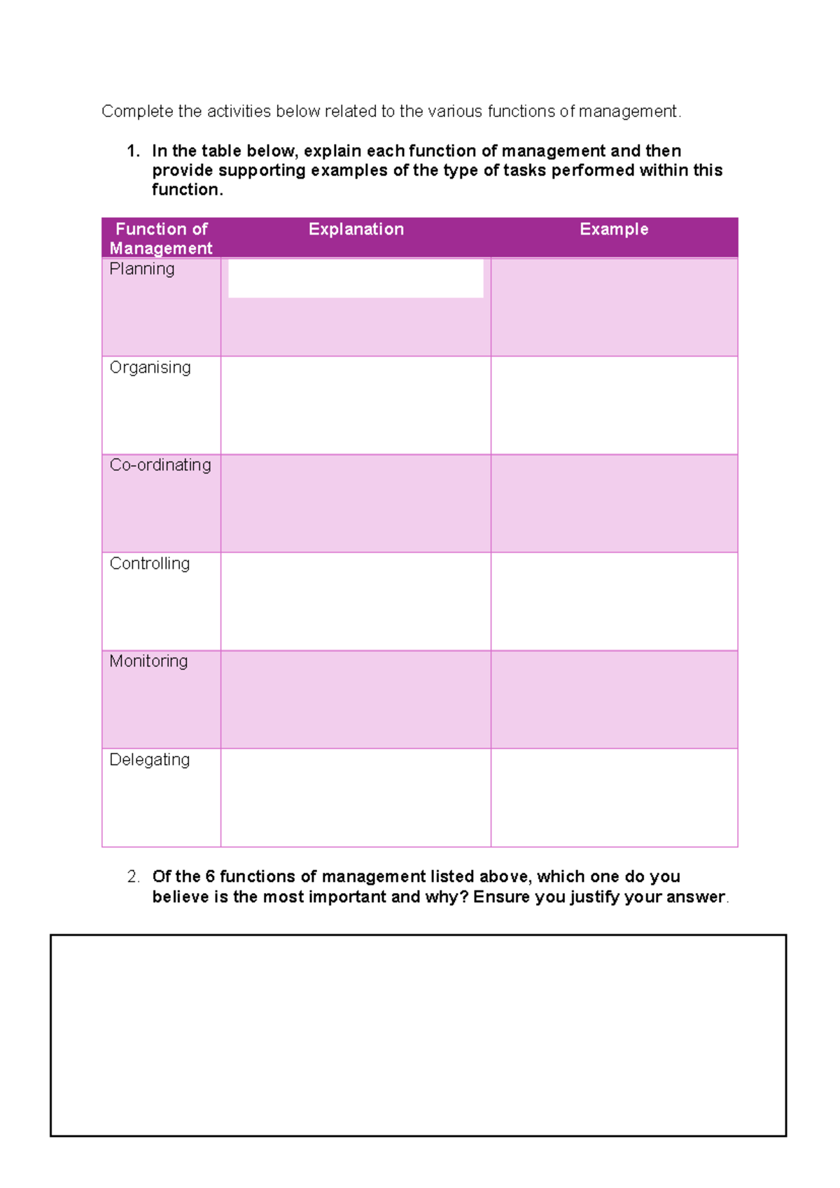 Lesson 2 Tasks - Summary Key Concepts in VCE Business Management Units ...
