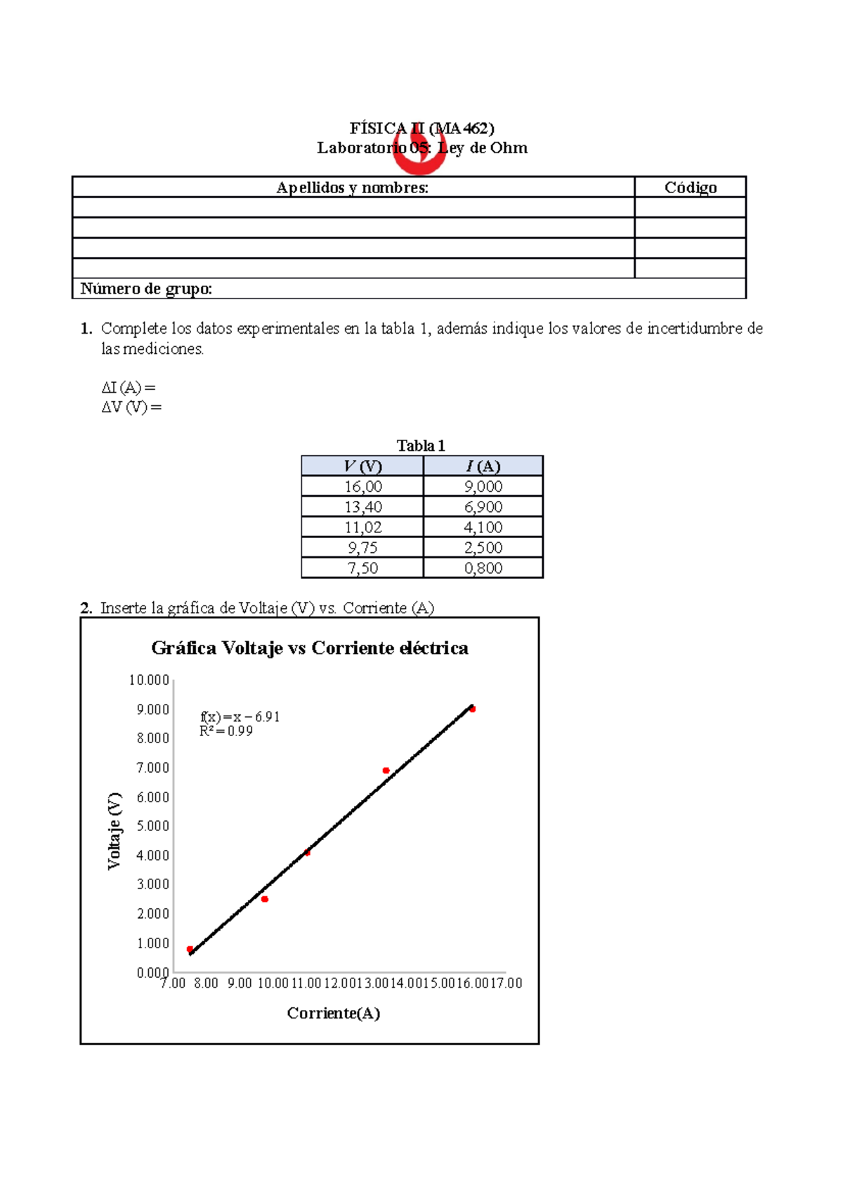 Reporte De Laboratorio 05 De Física II - Física 2 - UPC - Studocu