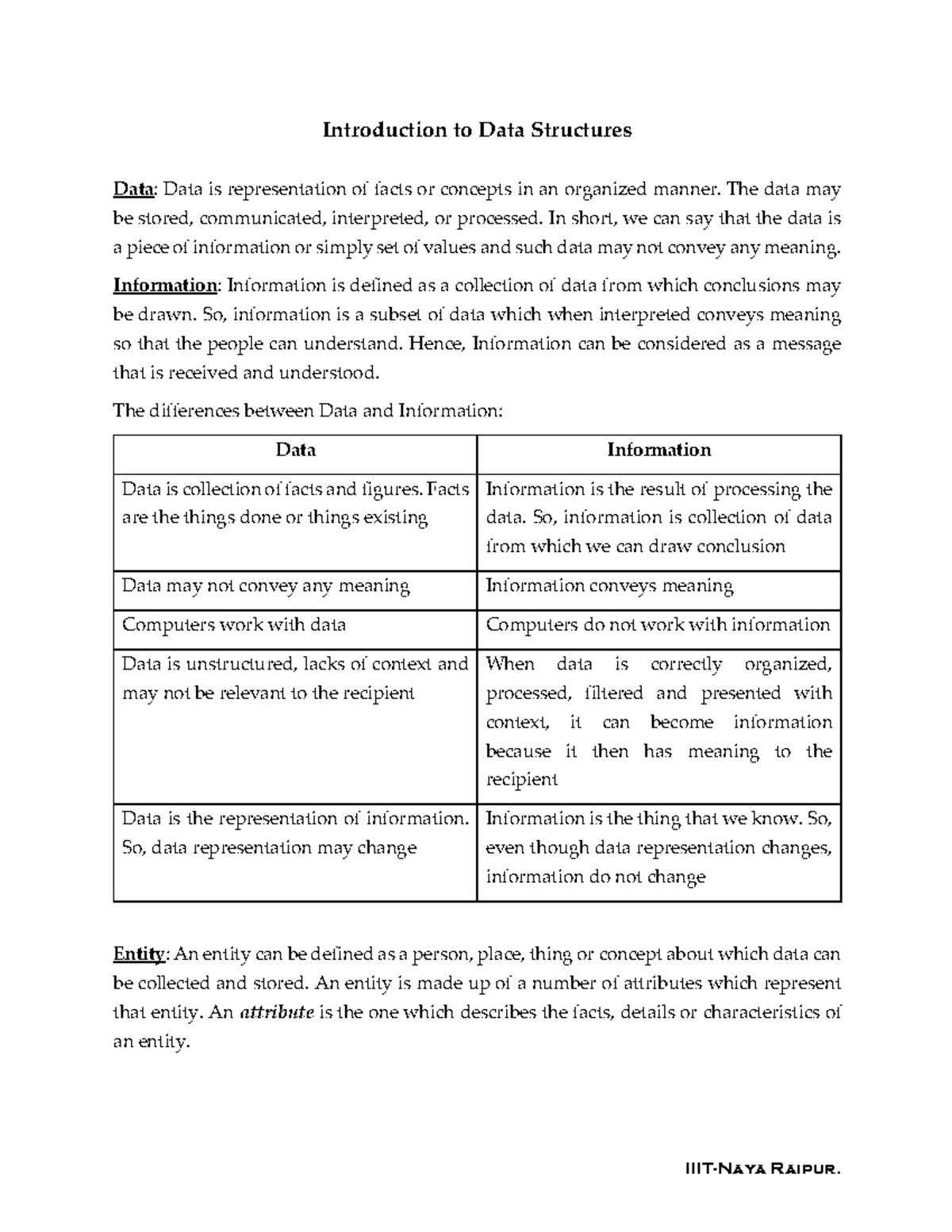 Data Structures Introduction - Introduction to Data Structures Data ...
