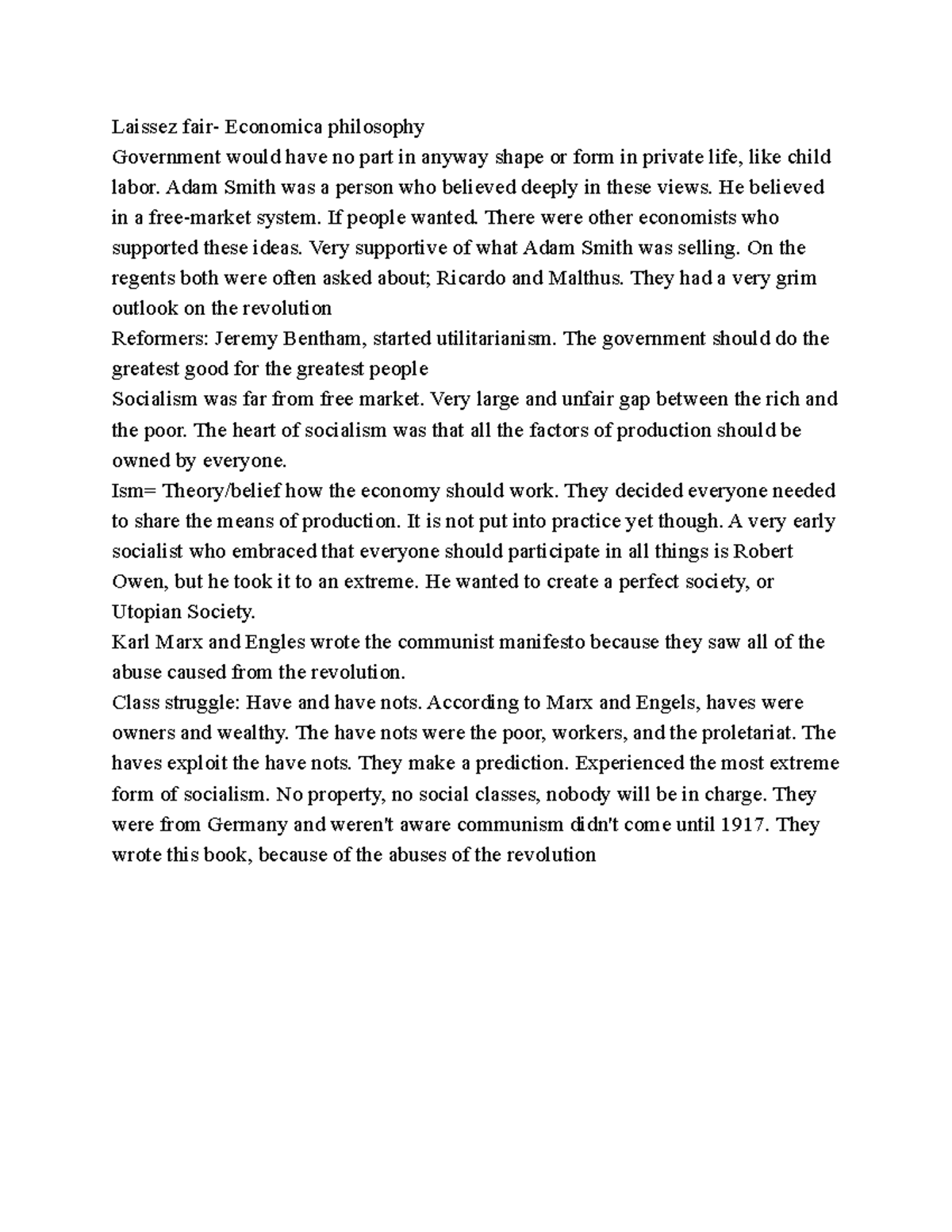 Chapter 7 - Lecture notes - Laissez fair- Economica philosophy ...