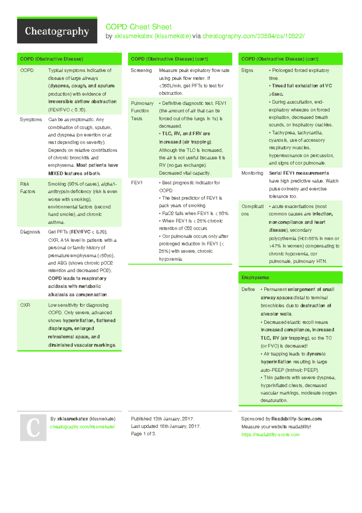 COPD - Cheatography - COPD notes study guide - COPD Cheat Sheet by ...