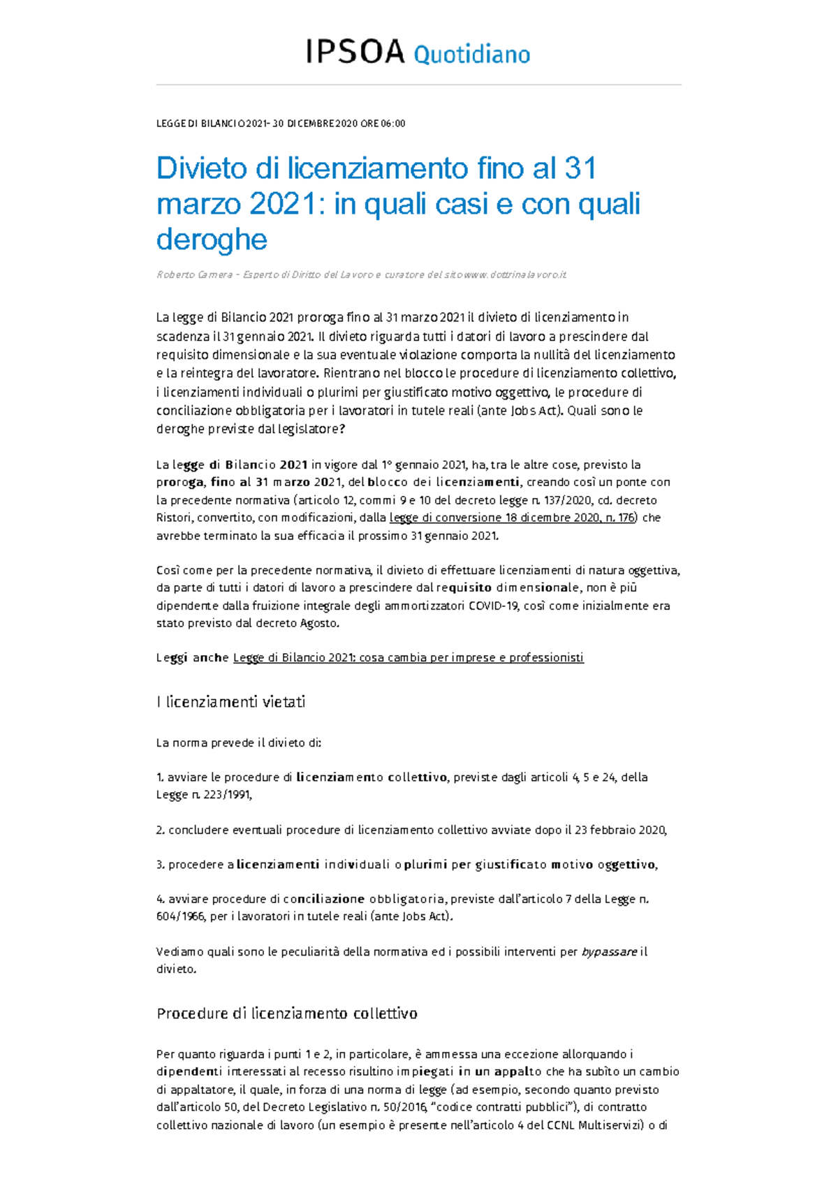 Divieto-di-licenziamento - LEGGE DI BILANCIO 2021- 30 DICEMBRE 2020 ORE ...