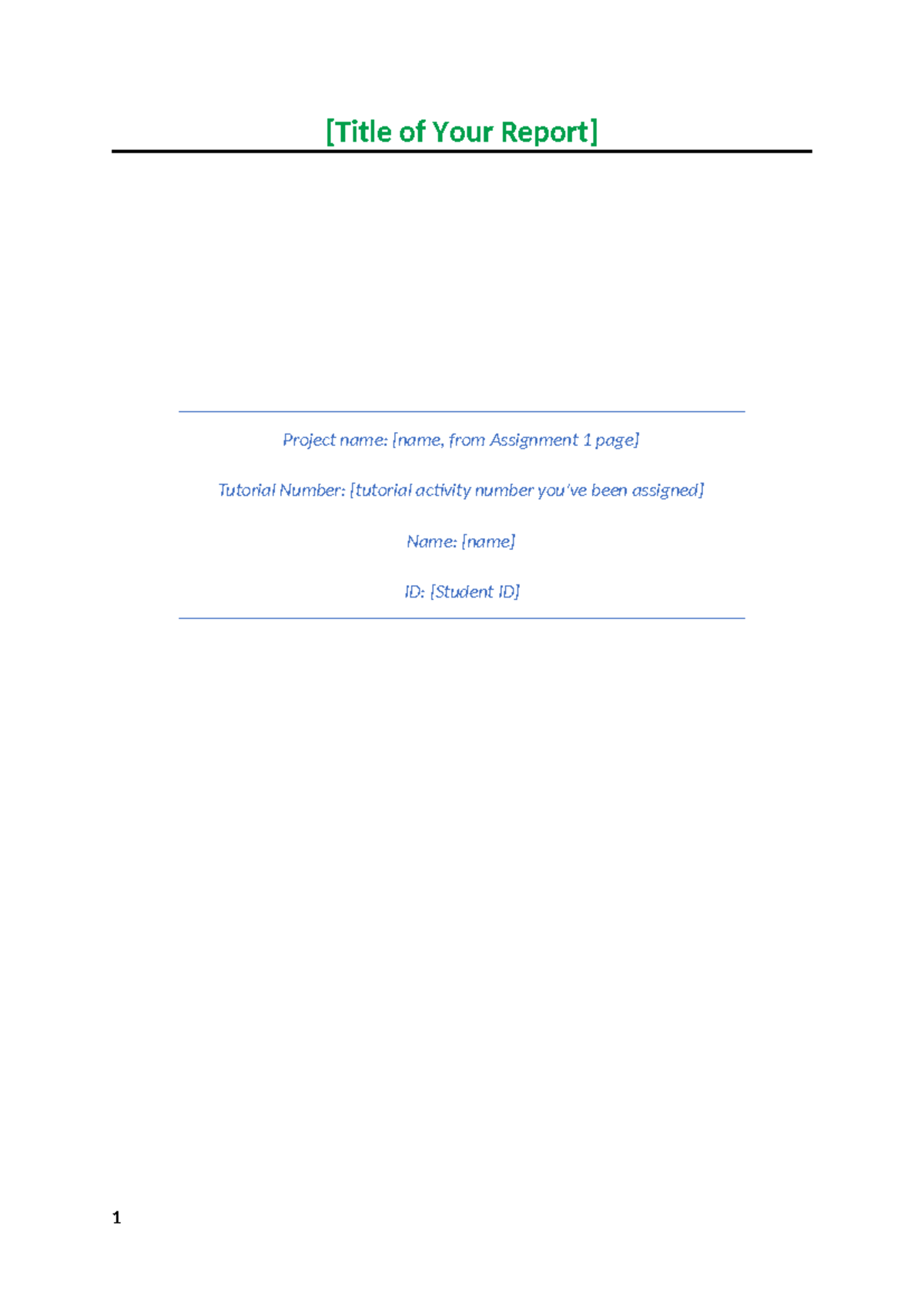 Assignment 1-Case study - [Title of Your Report] Project name: [name ...