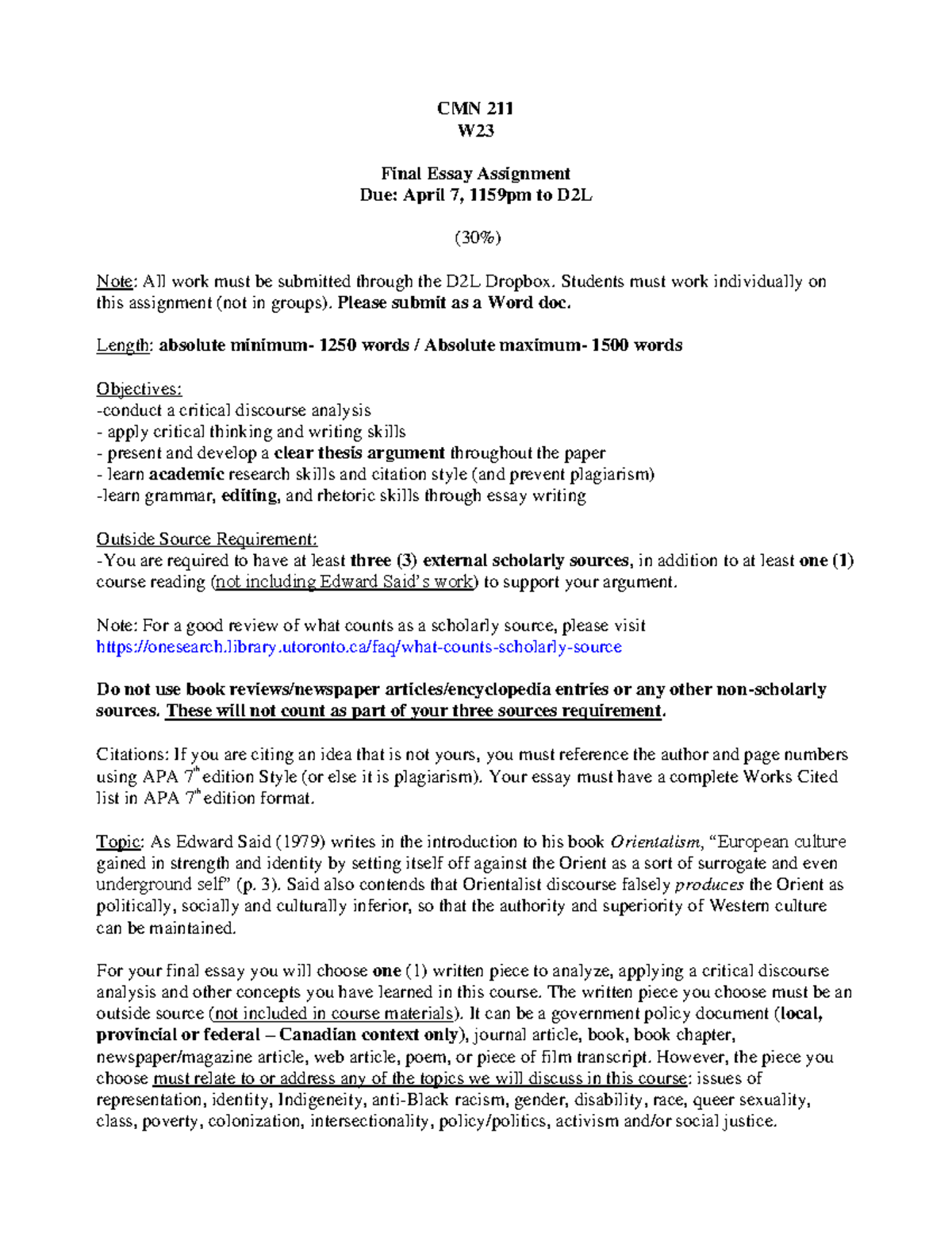 CMN 211 W23 Final Essay Assignment Almeida - CMN 211 W Final Essay ...