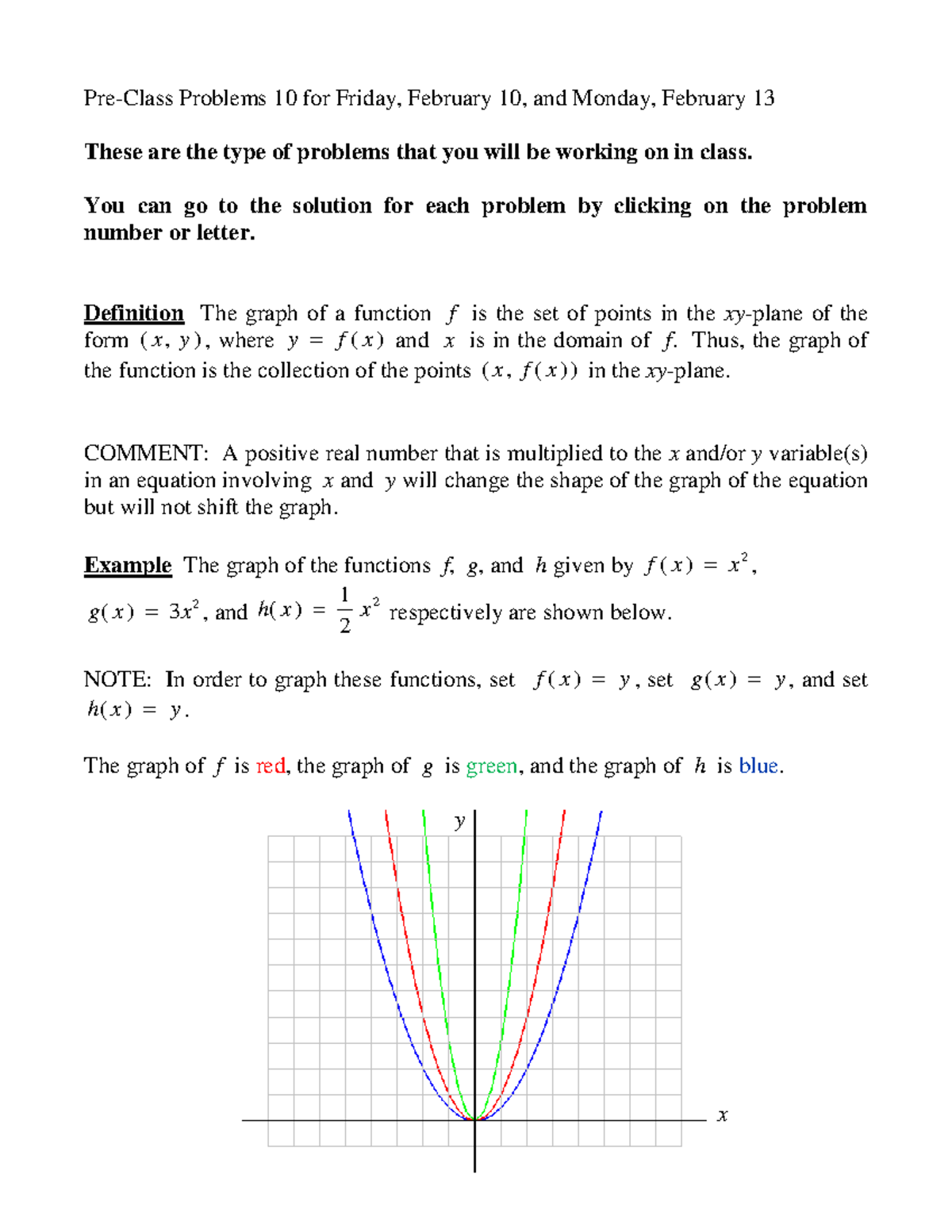 Problems 10MWF - Pre-Class Problems 10 for Friday, February 10, and ...