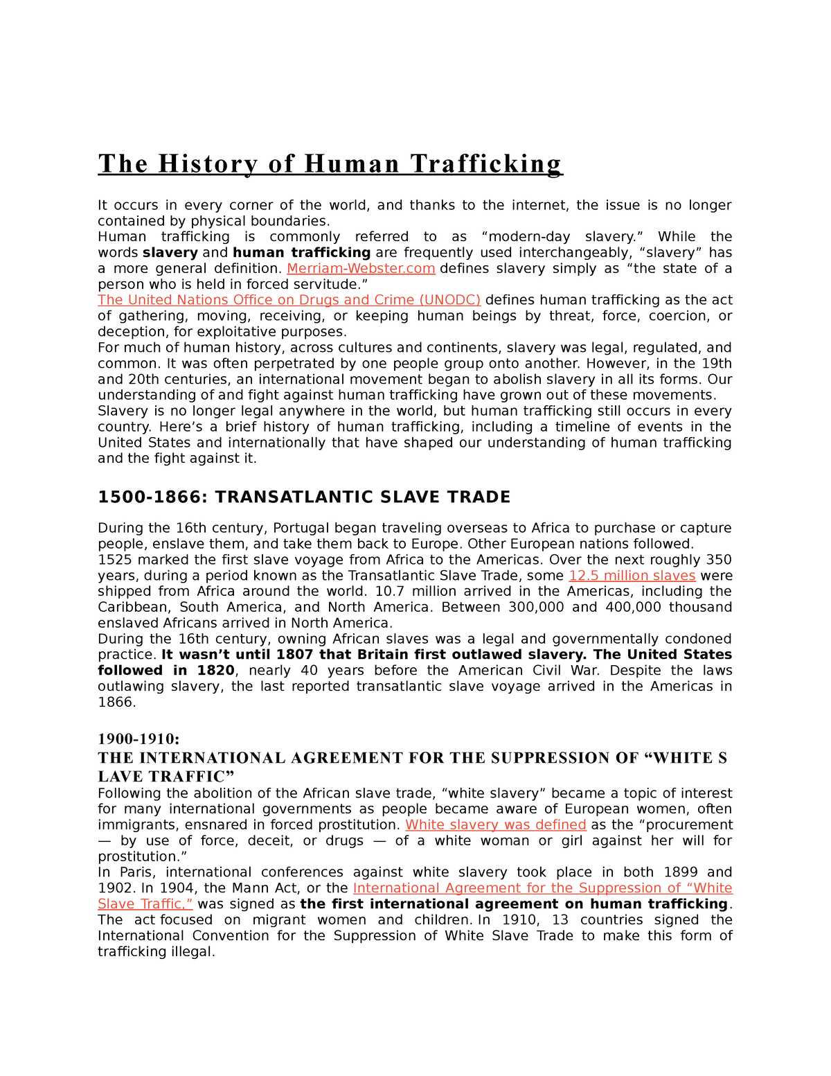 The History Of Human Trafficking Human Trafficking Is Commonly Referred To As “modern Day 7616