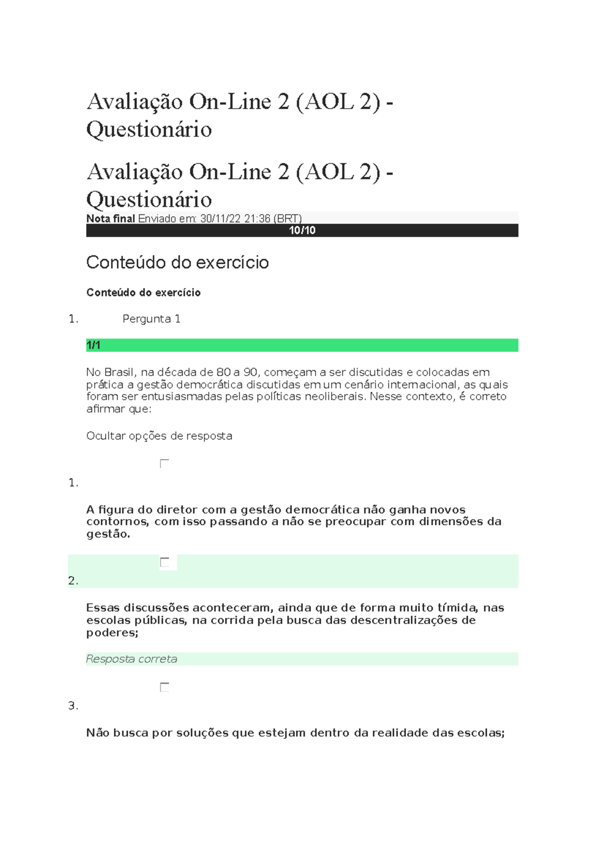 Av2 - Prova. - Avaliação On-Line 2 (AOL 2) - Questionário Avaliação On ...