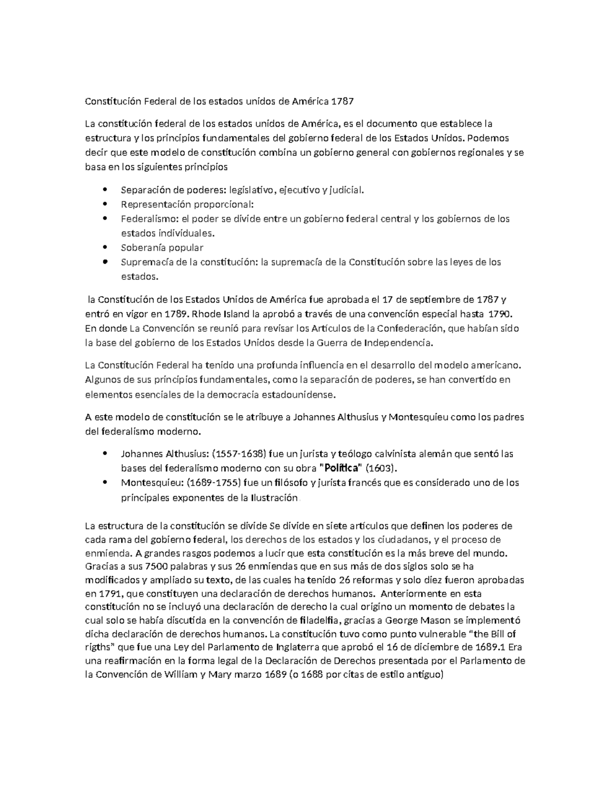 Constitución Federal de los estados unidos de América 1787 ...