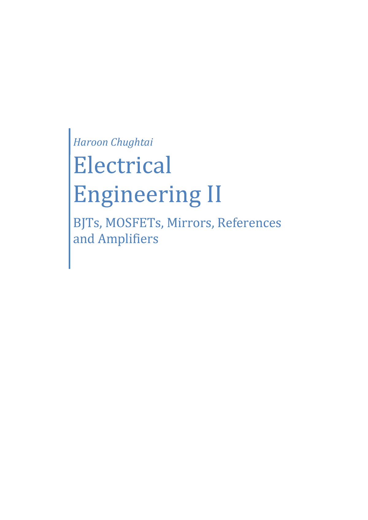 Electrical Engineering II - Part 1 - Electrical Engineering II BJTs ...