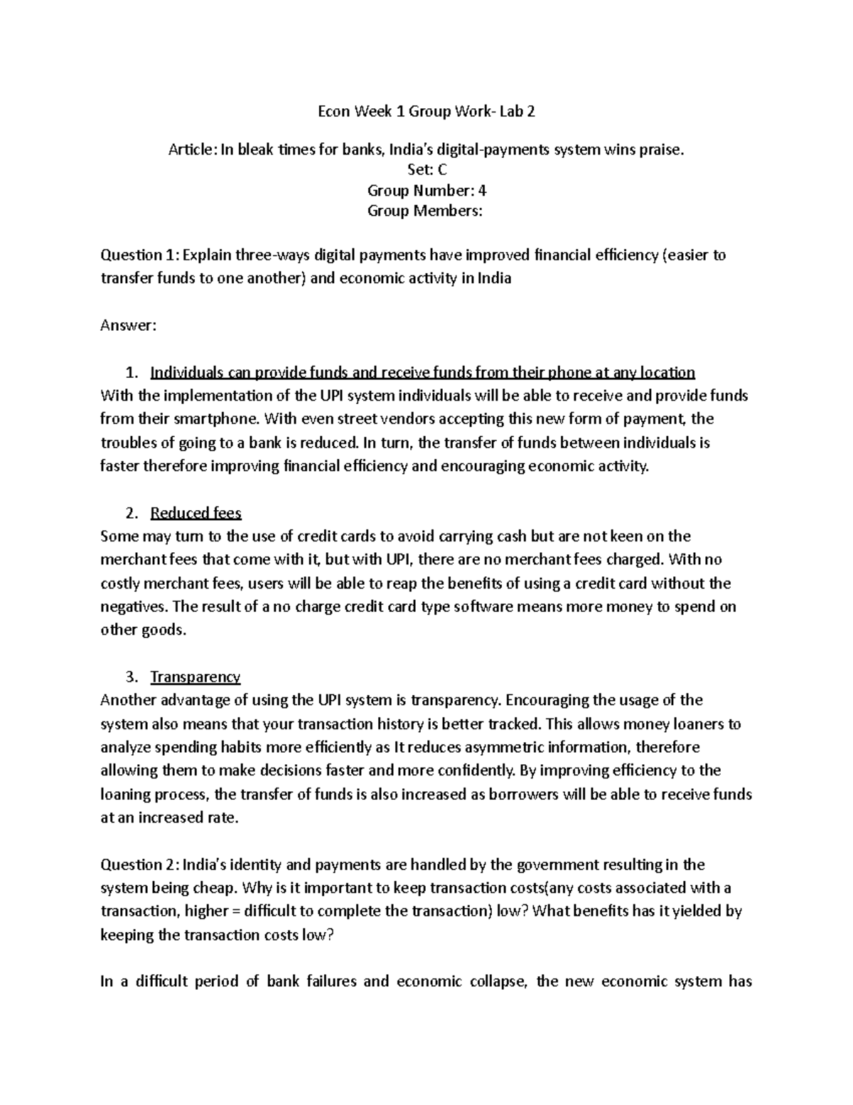 Set C, group 4 C4 Lab 2 Econ Week 1 Group Work Lab 2 Article In