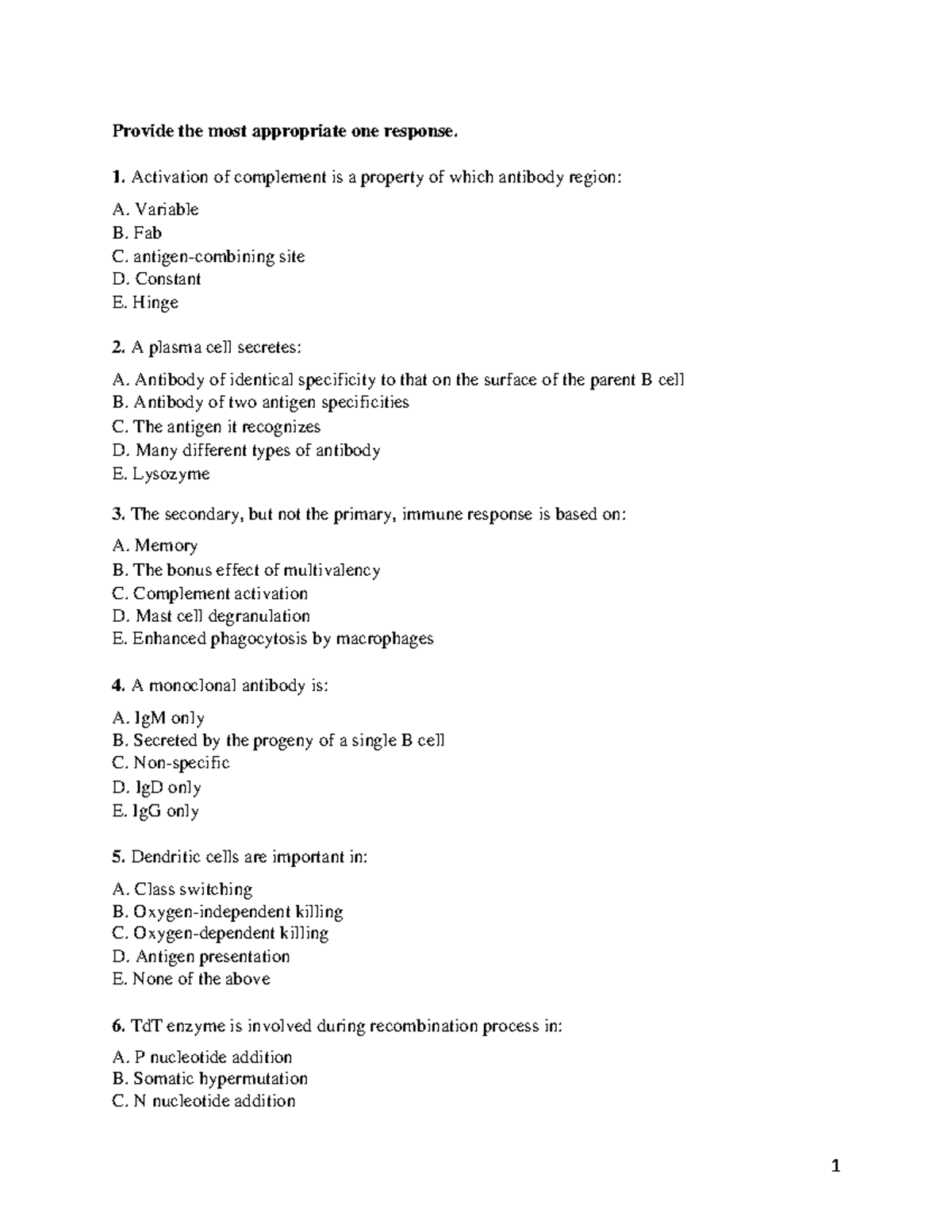 Final Exam December 2017, questions and answers - Provide the most ...