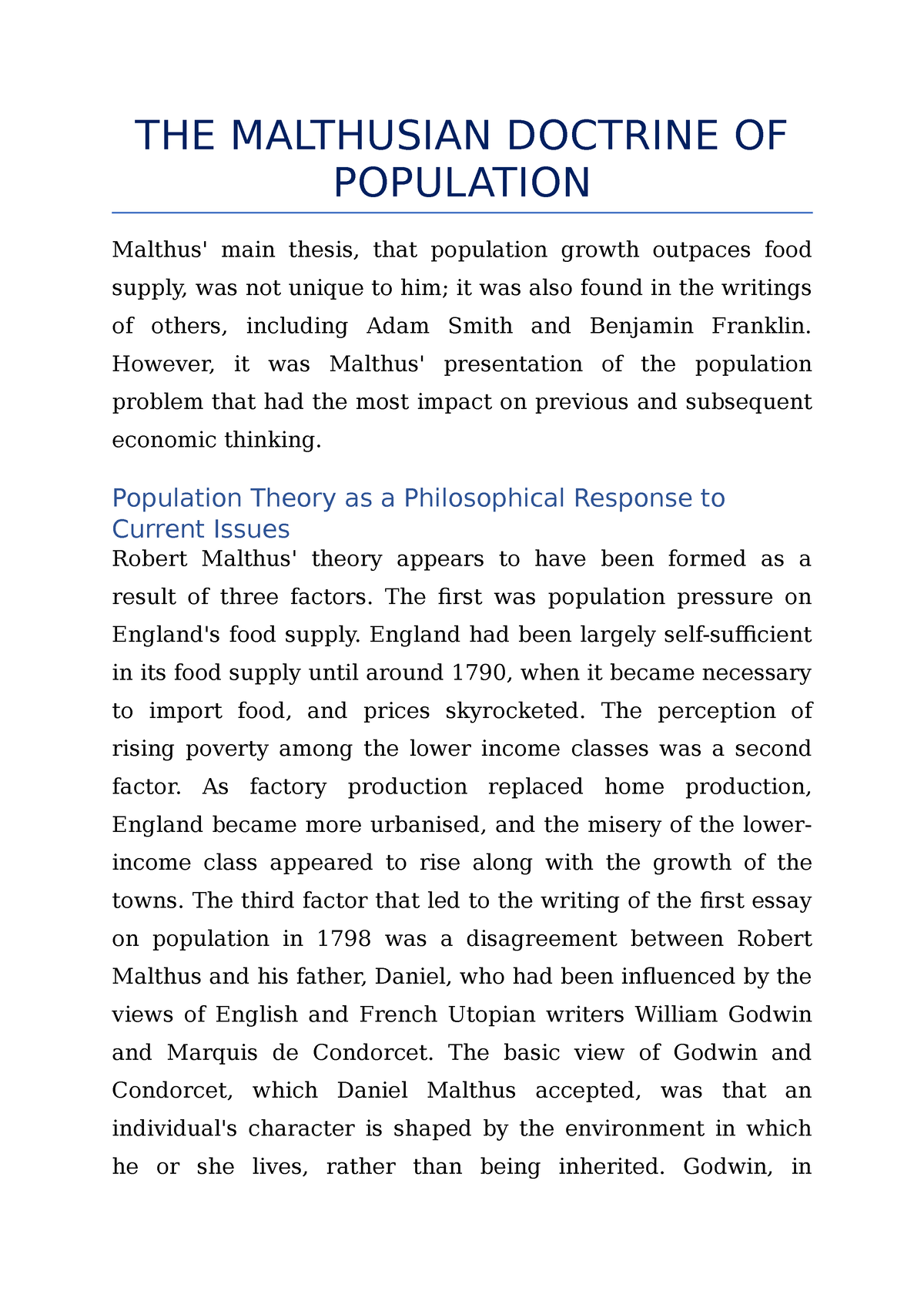 malthus thesis