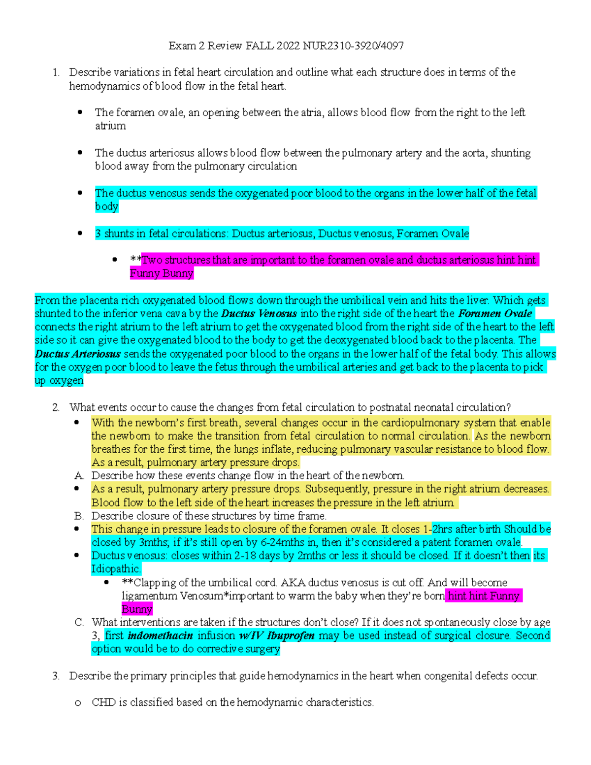 Peds Exam 2 Review from ANN modified x2 - Exam 2 Review FALL 2022 ...