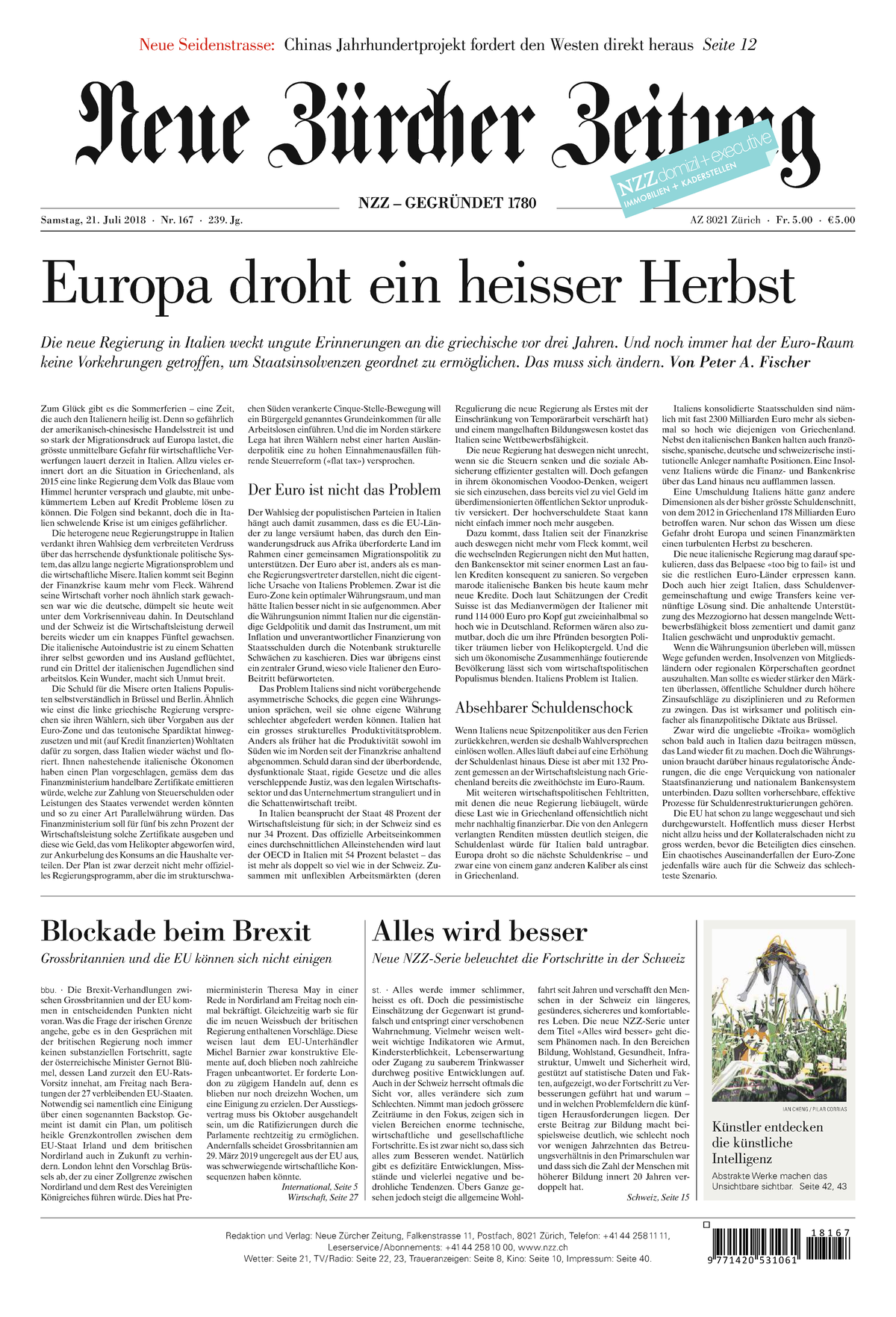 Gesamtausgabe Neue Zurcher Zeitung 2018 07 21 227 0092 10l Studocu