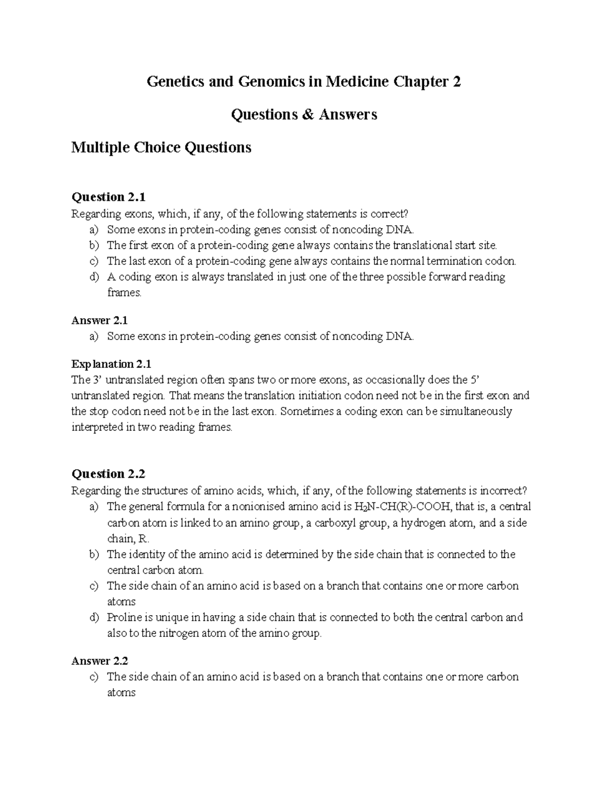 GGM Question Bank Ch 02 Answers - Genetics and Genomics in Medicine ...