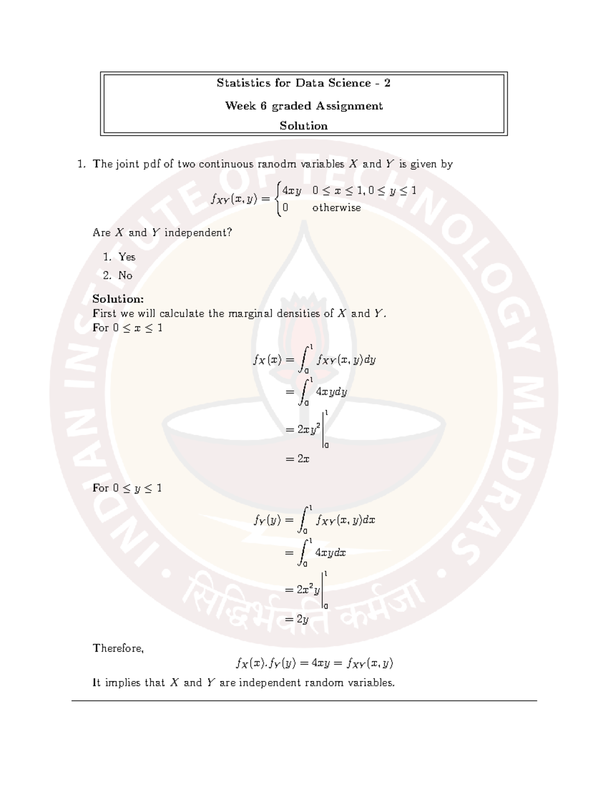 Week 6 Ga Solution Sept2024 Statistics For Data Science 2 Week 6