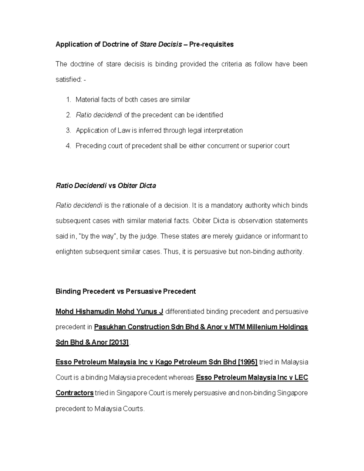 LLB101-002 - No Description - Application of Doctrine of Stare Decisis ...
