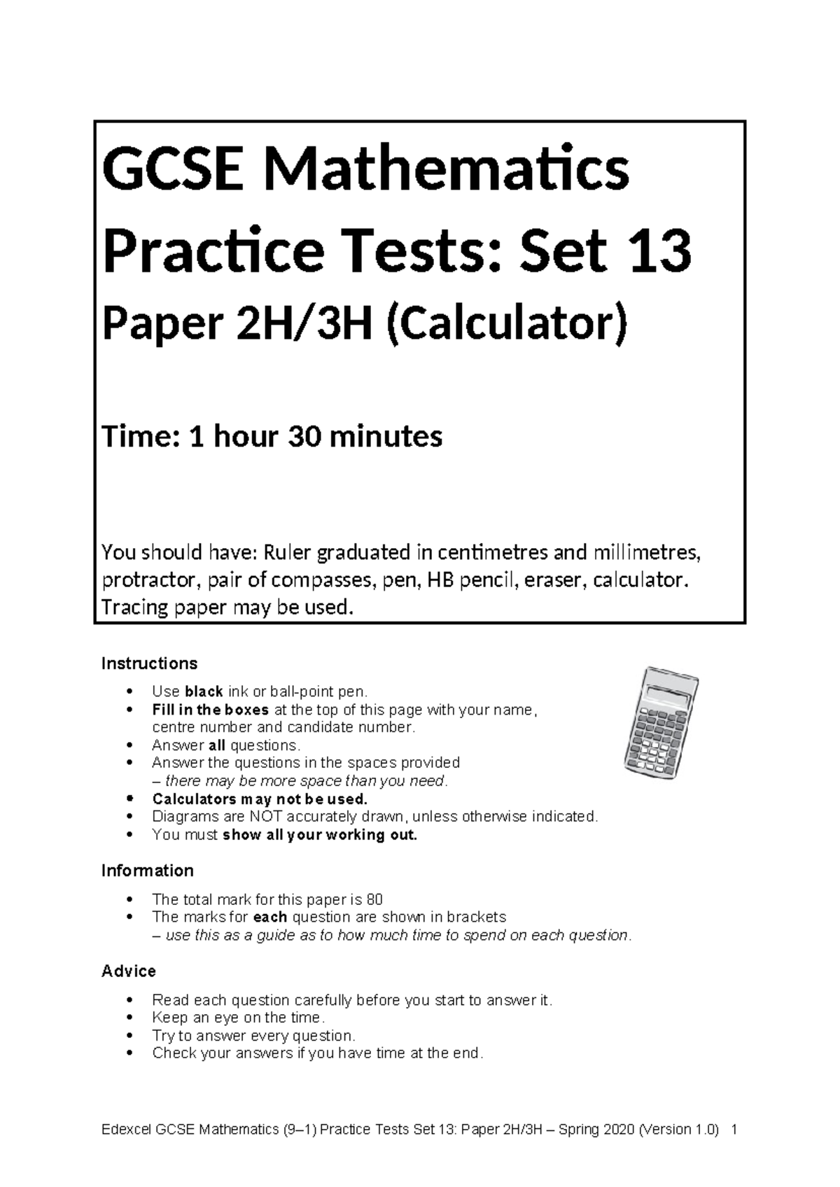 07 Practice Tests Set 13 Paper 2h 3h Qp Gcse Mathematics Practice Tests Set 13 Paper 2h 3h 07 Practice Tests Set 13 Paper 2h 3h Qp Gcse Mathematics Practice Tests Set 13 Paper 2h 3h